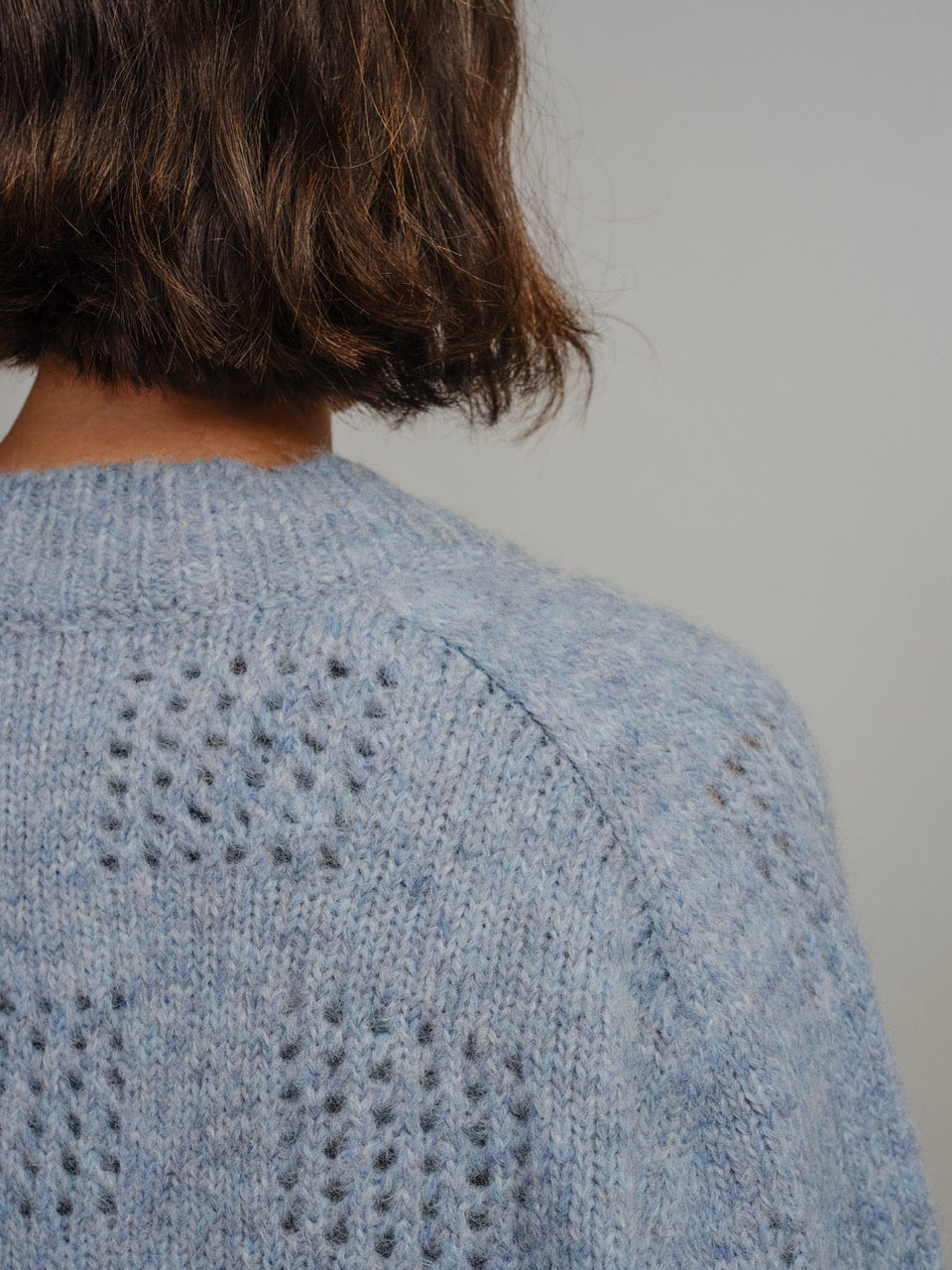 The Endery Ruth Cardigan, Glacier — blue alpaca cardigan