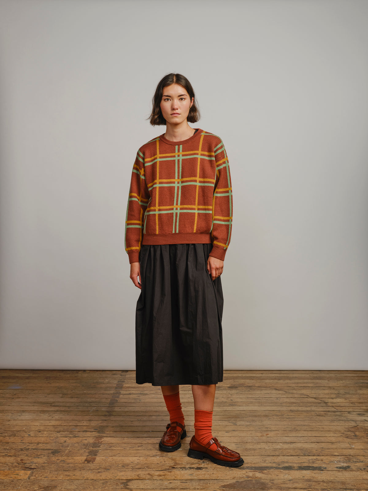 Marlow Plaid Sweater - Chestnut