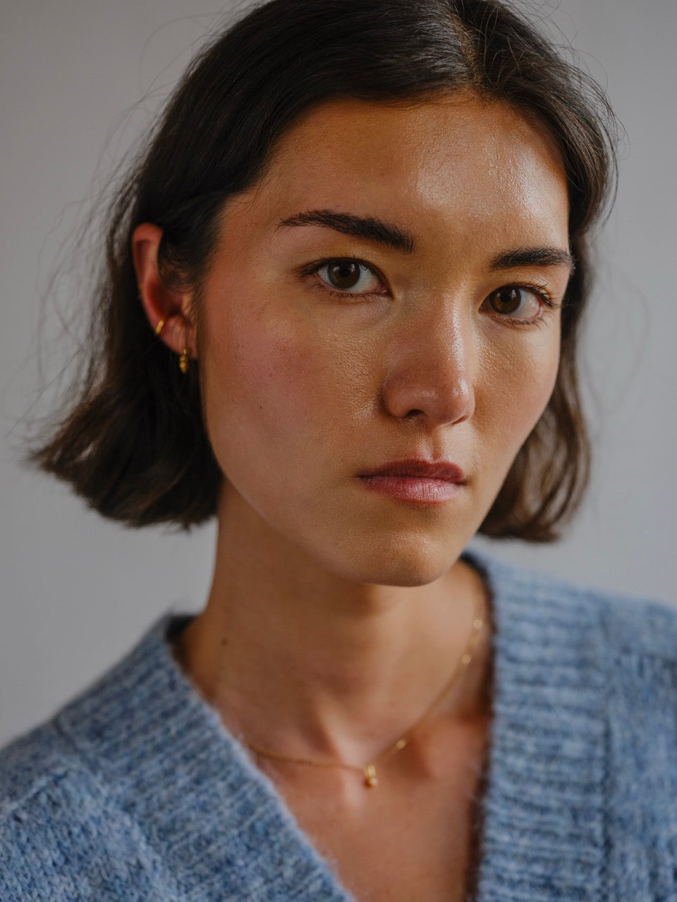 The Endery Ruth Cardigan, Glacier — blue alpaca cardigan