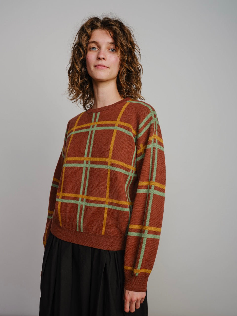 Marlow Plaid Sweater - Chestnut