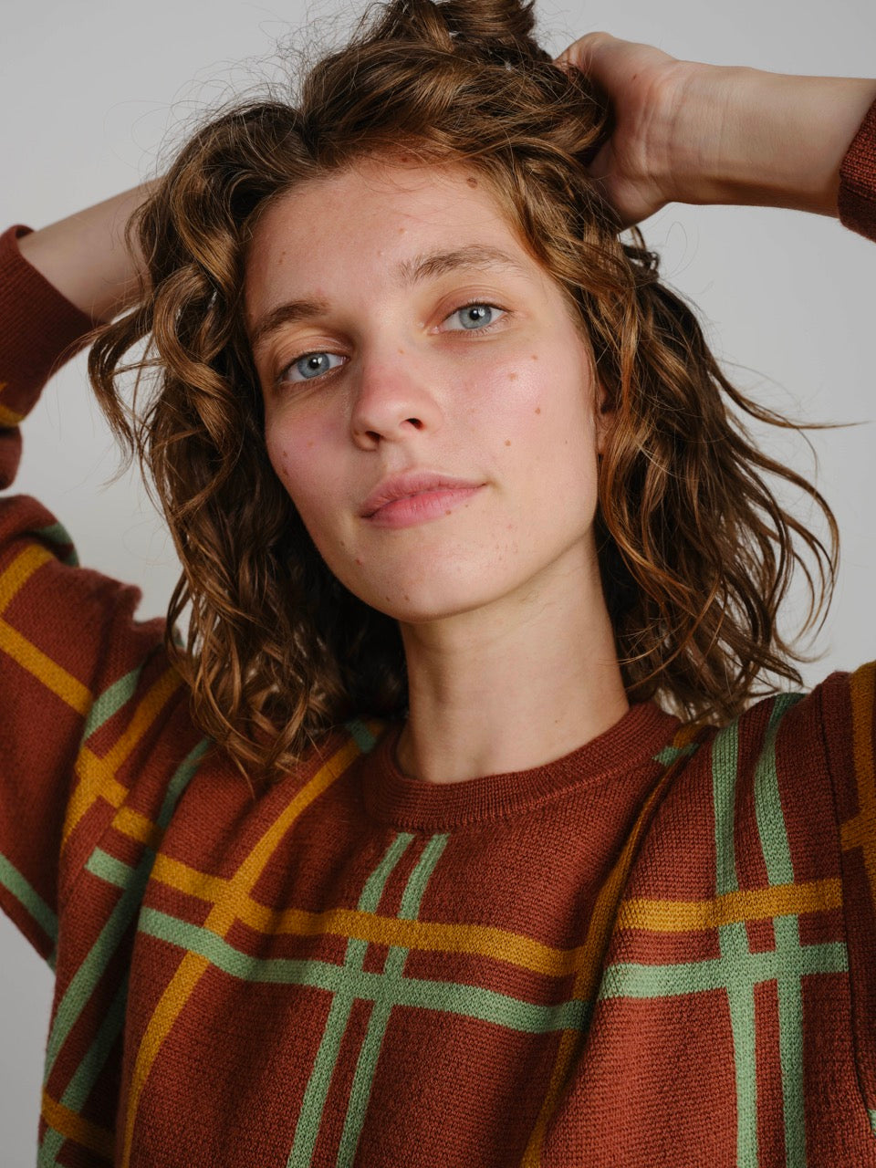 Marlow Plaid Sweater - Chestnut