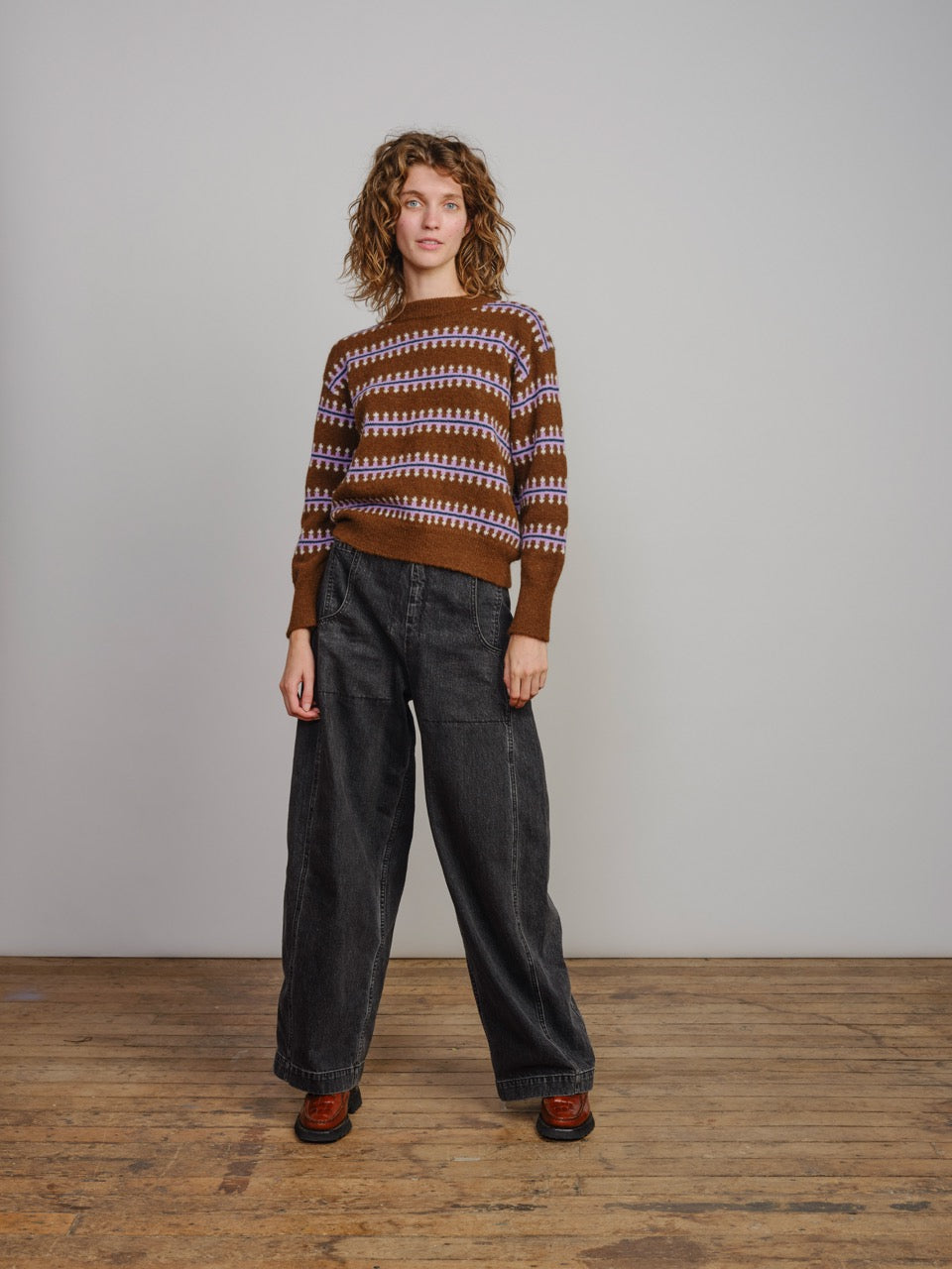 Vera Fairisle Sweater - Walnut