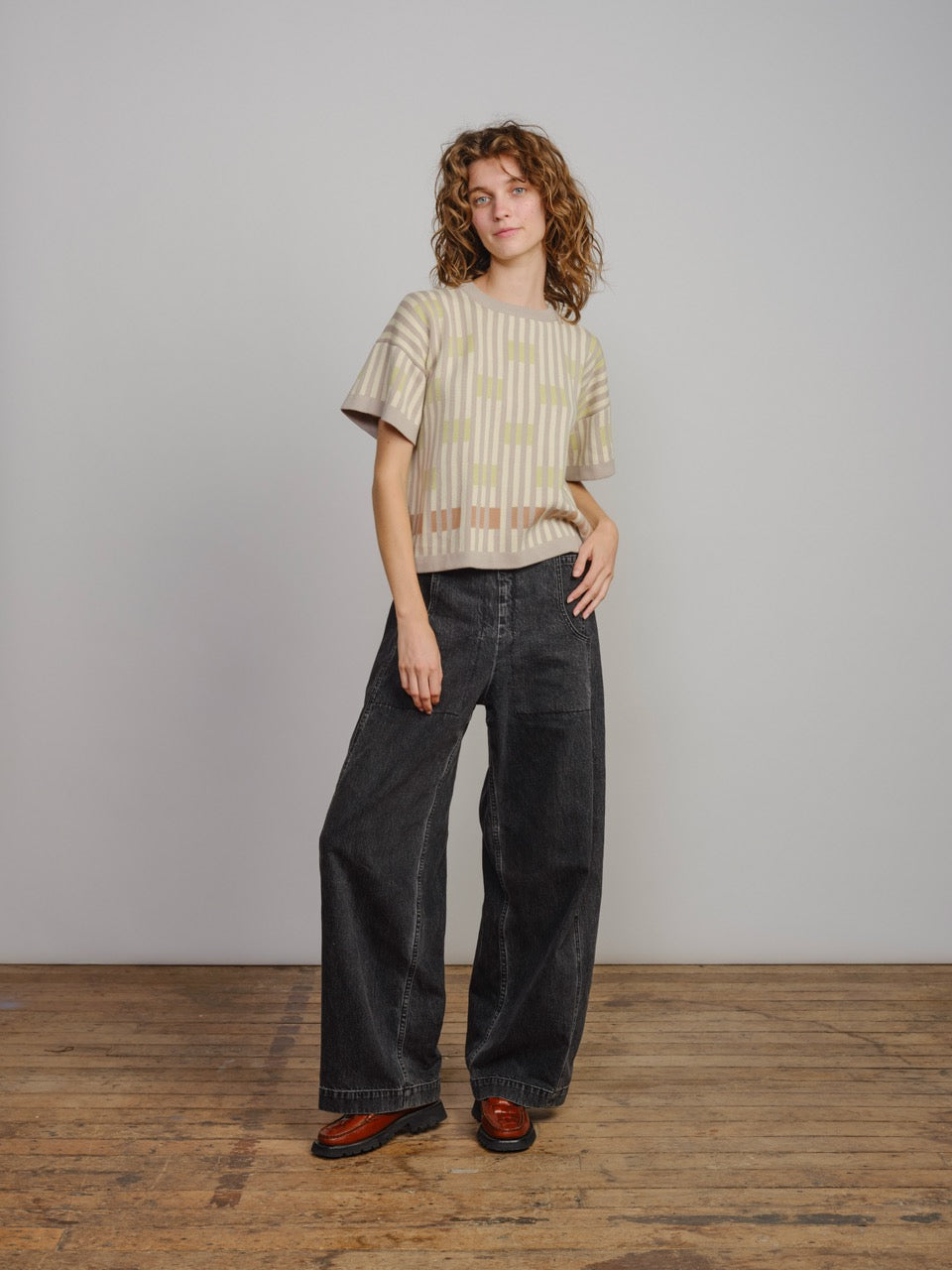 Bauhaus Short Sleeve Sweater Tee - Cumulus
