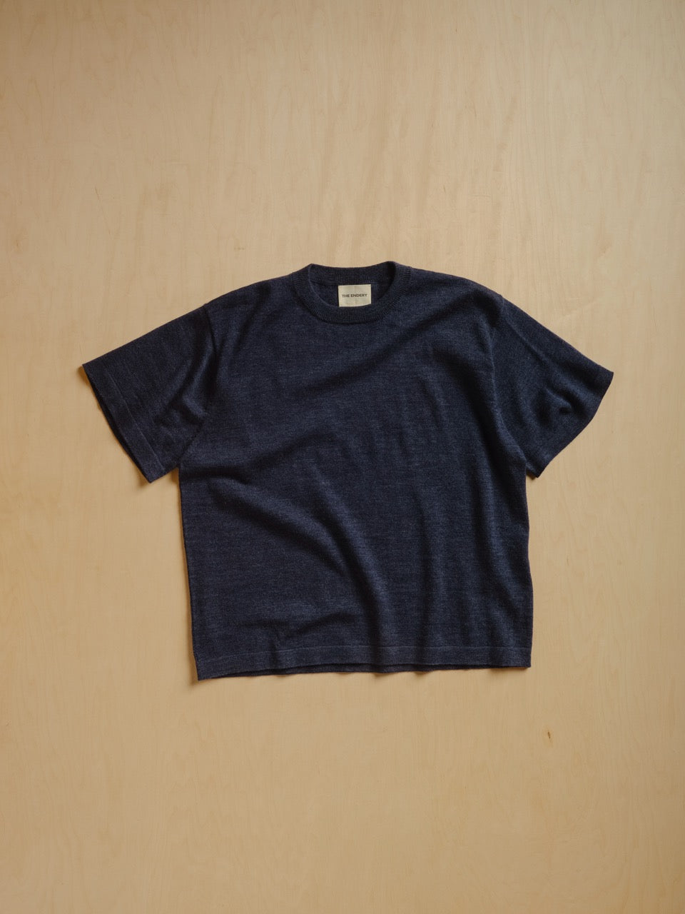 The Endery Merino Oversized Tee, River — blue merino wool tee