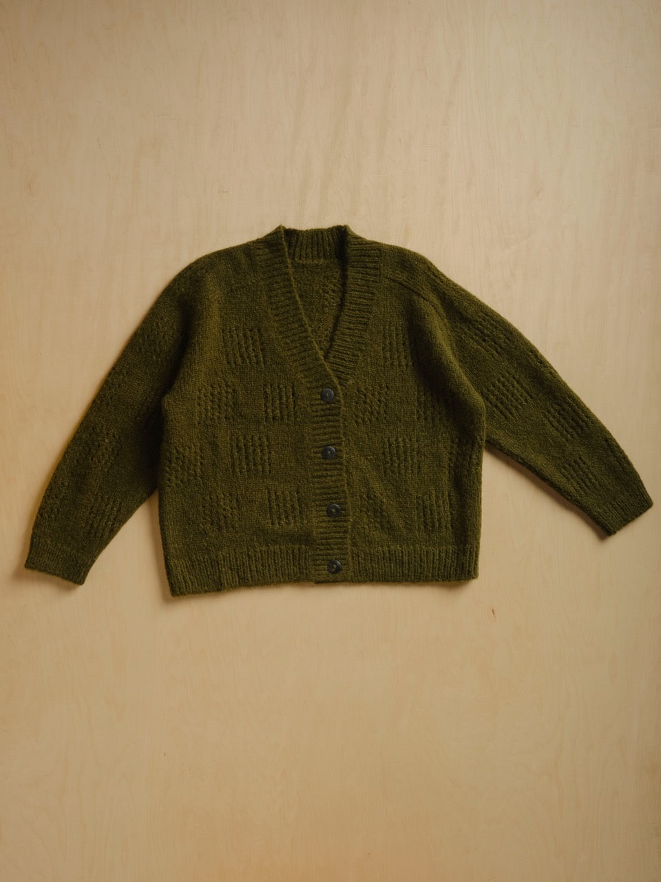 The Endery Ruth Cardigan, Moss — green alpaca cardigan