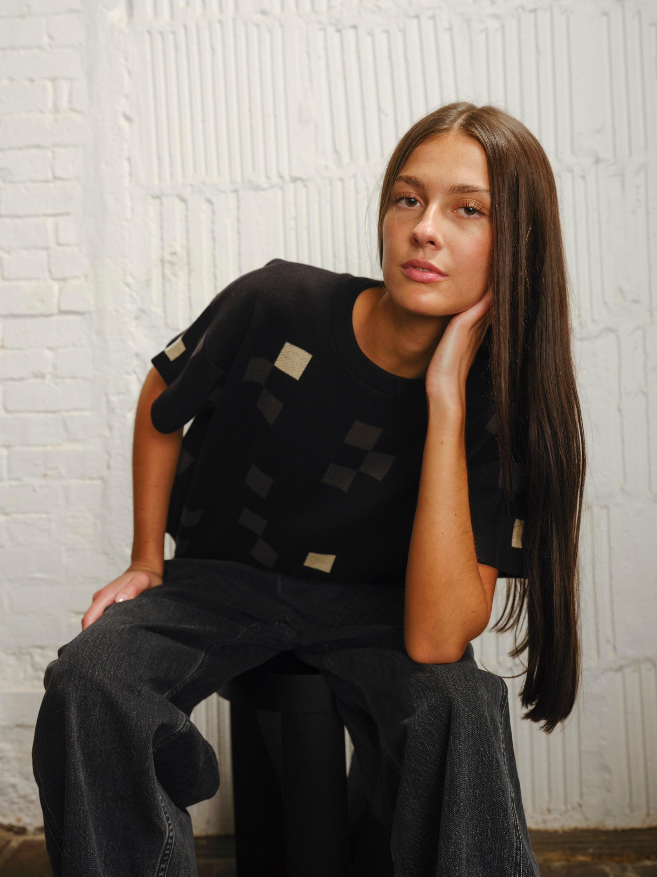 Albers Short Sleeve Sweater Tee - Obsidian