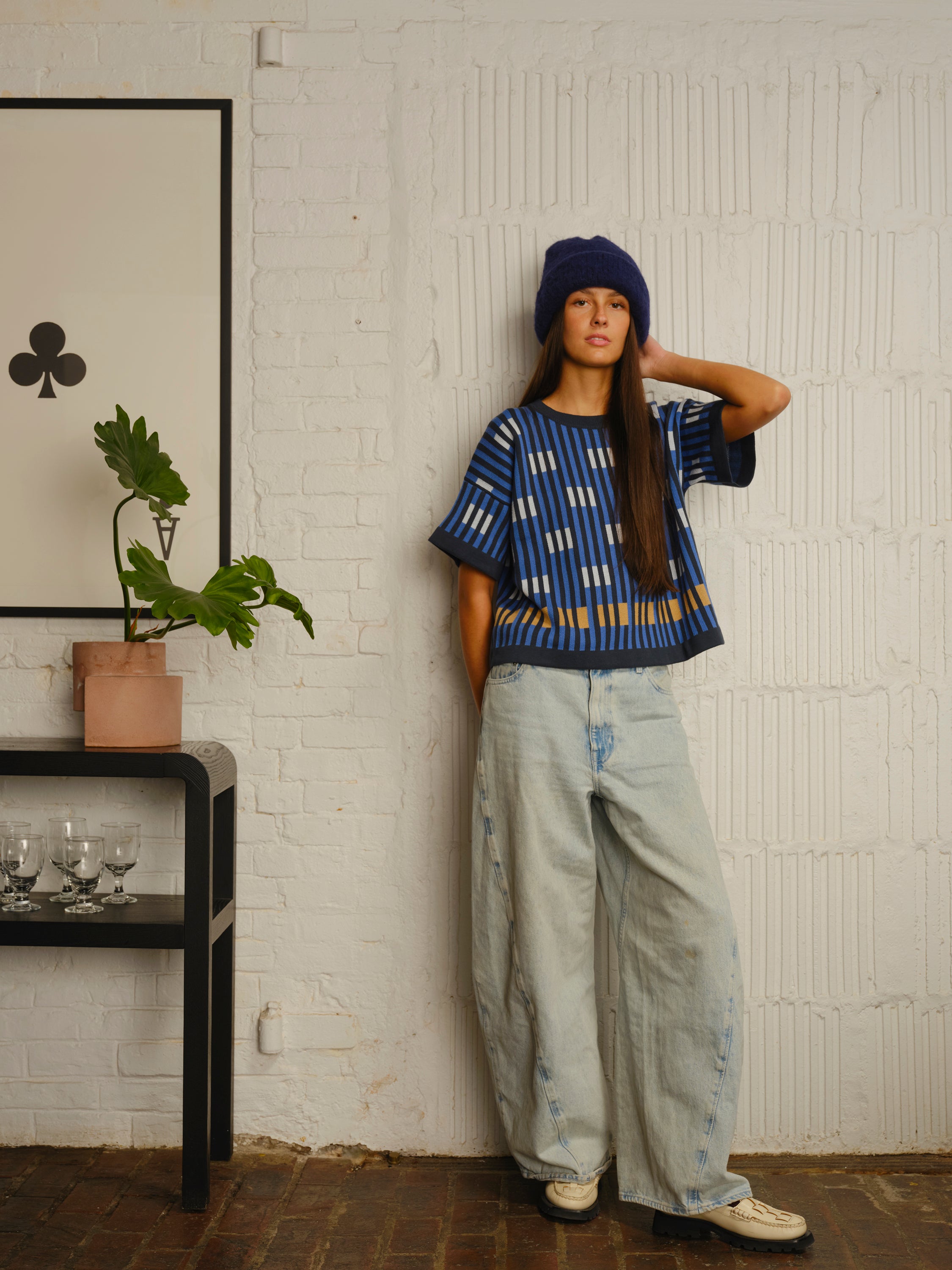 Bauhaus Short Sleeve Sweater Tee - Garnet