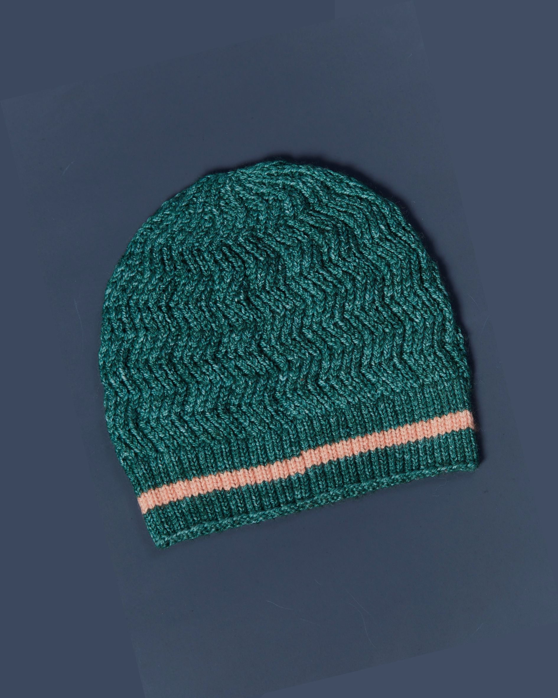 Chevron Knit Beanie - Pine
