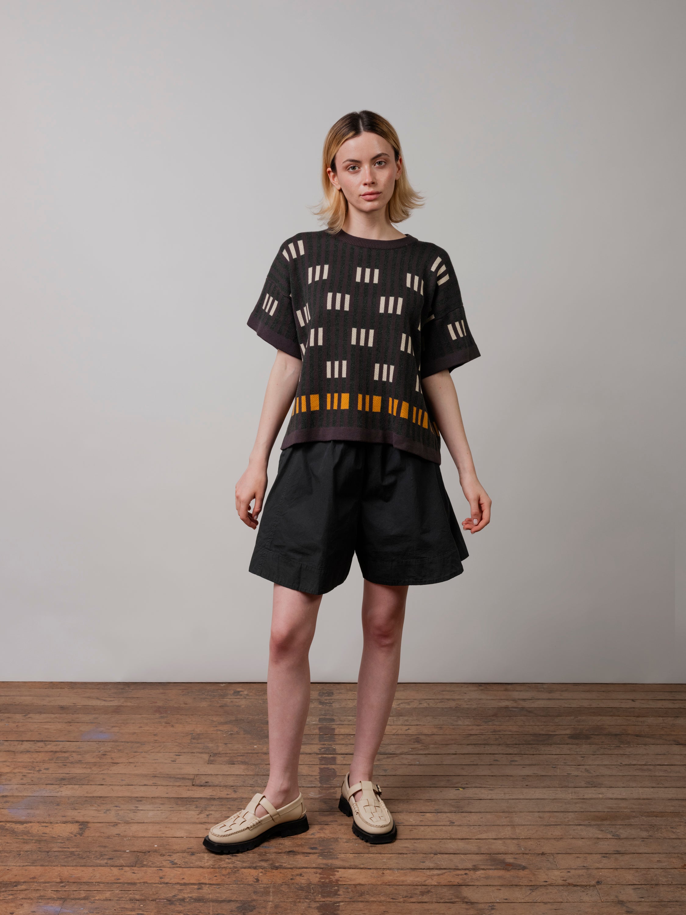 Bauhaus Short Sleeve Sweater Tee - Hematite