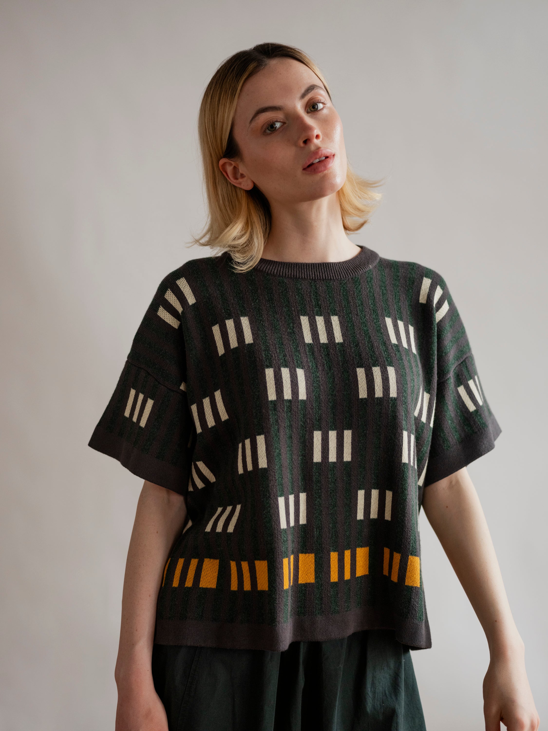 Bauhaus Short Sleeve Sweater Tee - Hematite