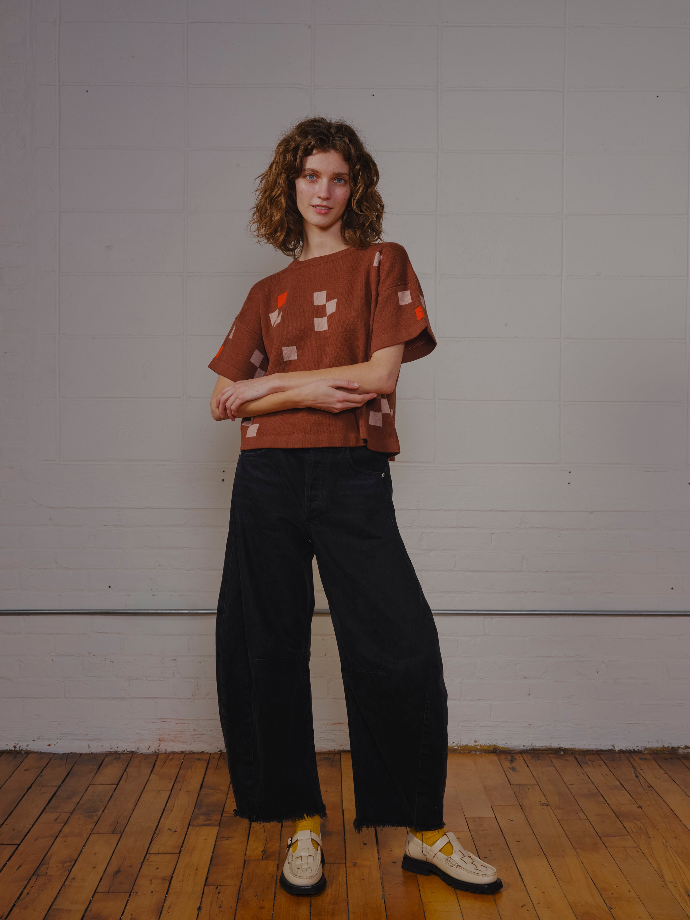 Albers Short Sleeve Sweater Tee - Rootbeer