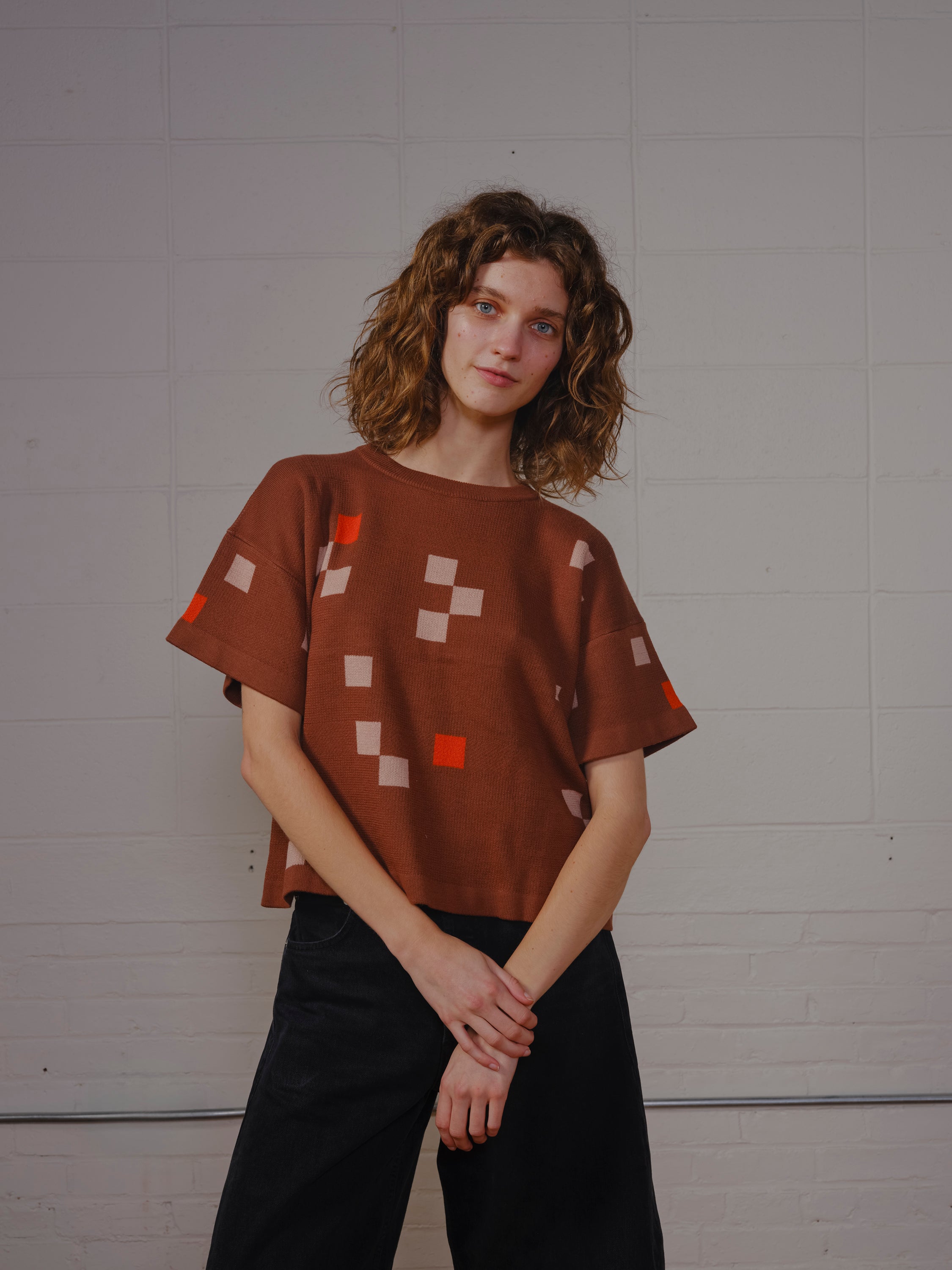 Albers Short Sleeve Sweater Tee - Rootbeer