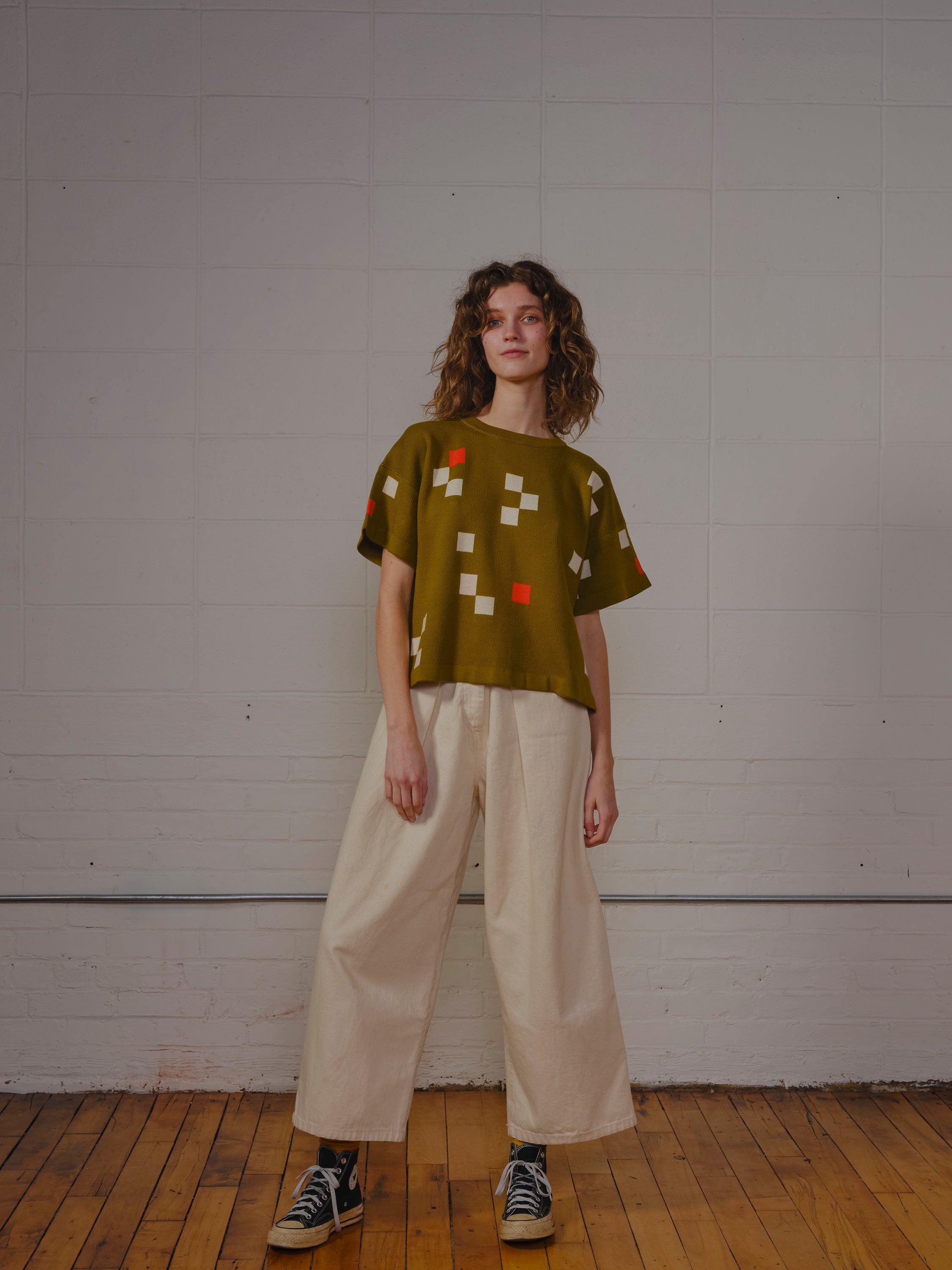 Albers Short Sleeve Sweater Tee - Avocado