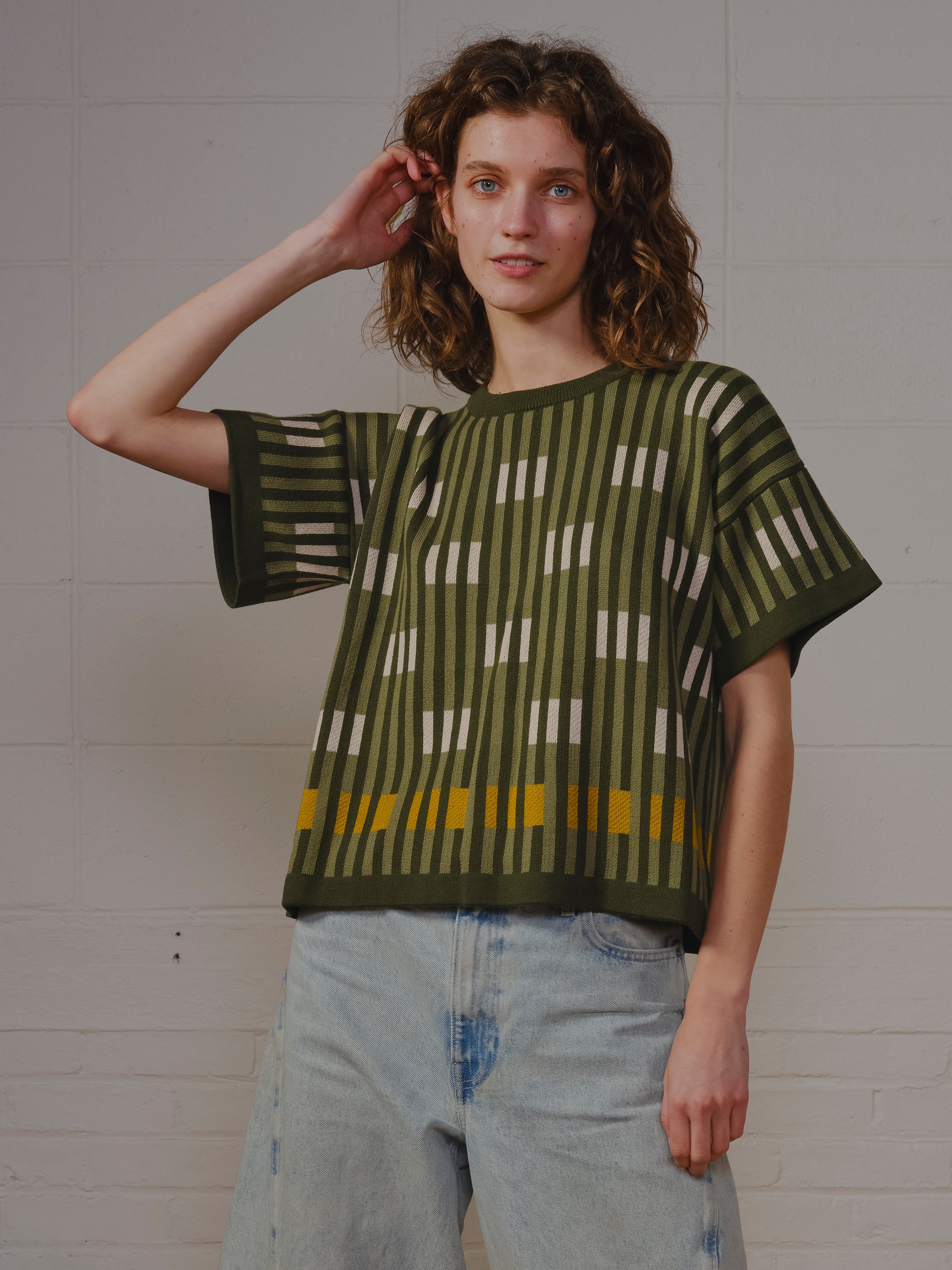 Bauhaus Short Sleeve Sweater Tee - Malachite