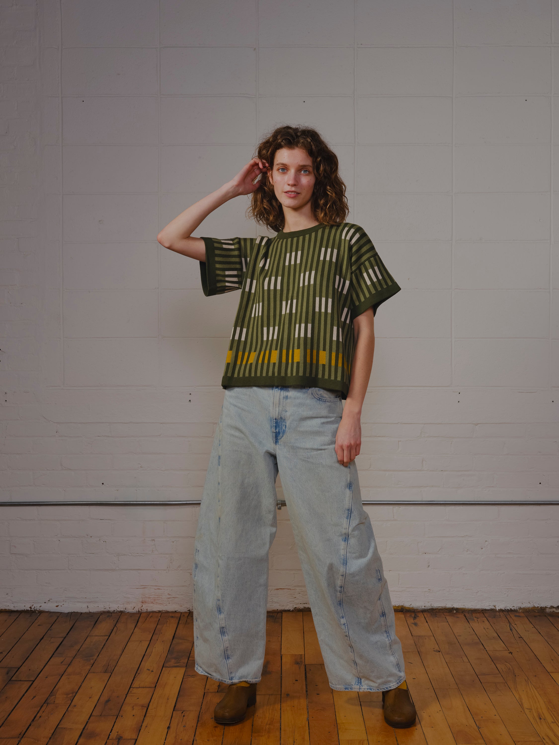 Bauhaus Short Sleeve Sweater Tee - Malachite