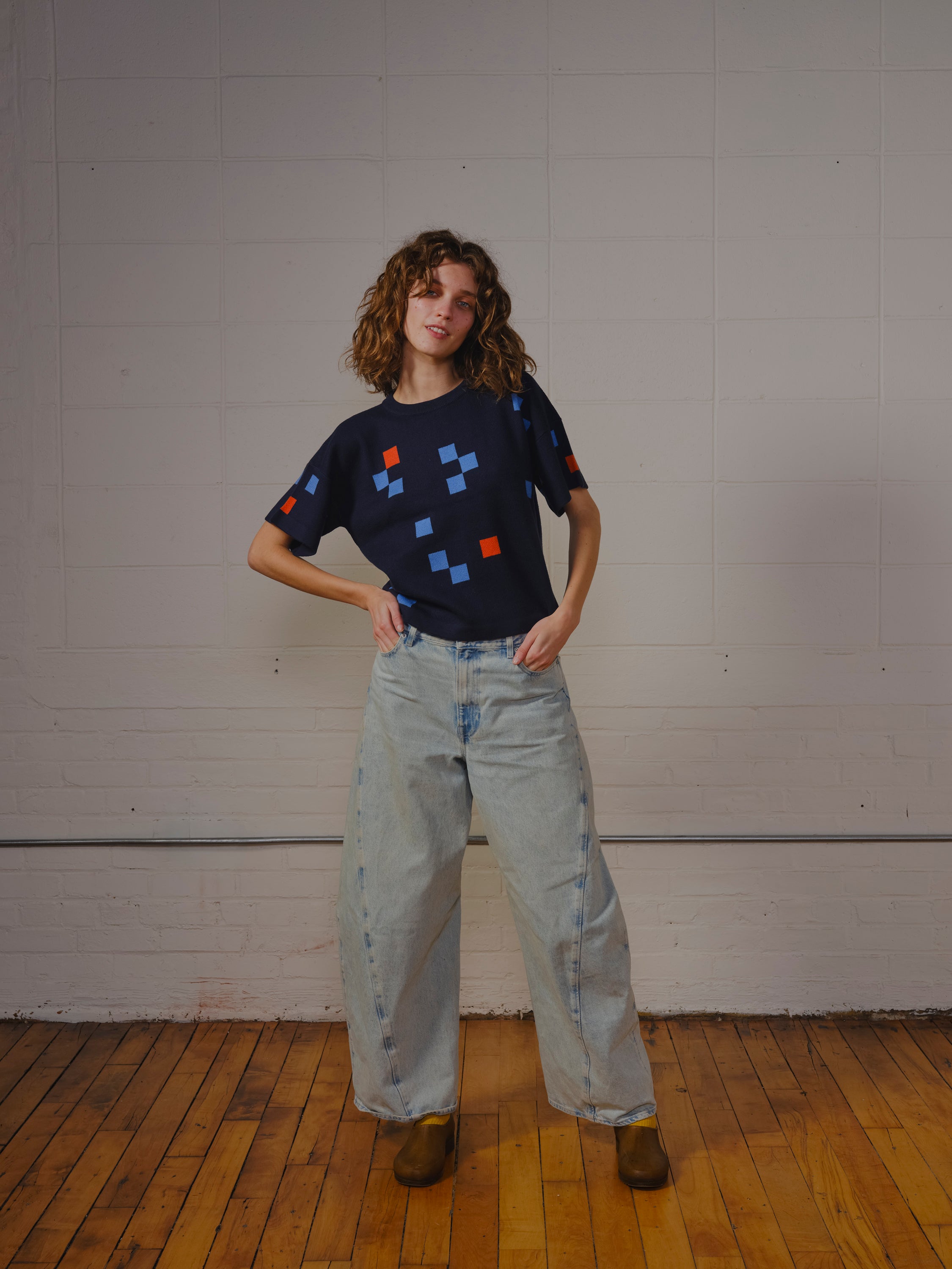 Albers Short Sleeve Sweater Tee- Indigo