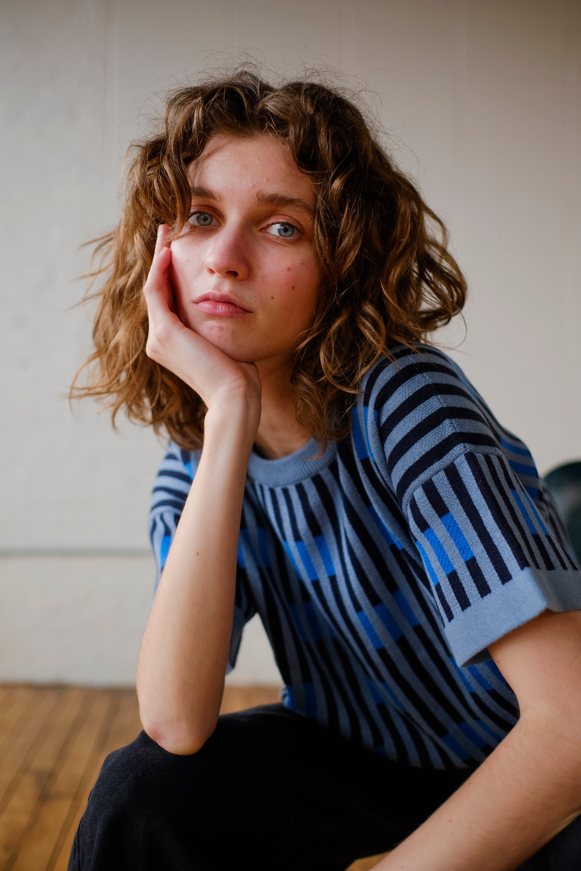 Bauhaus Short Sleeve Sweater Tee - Neptune