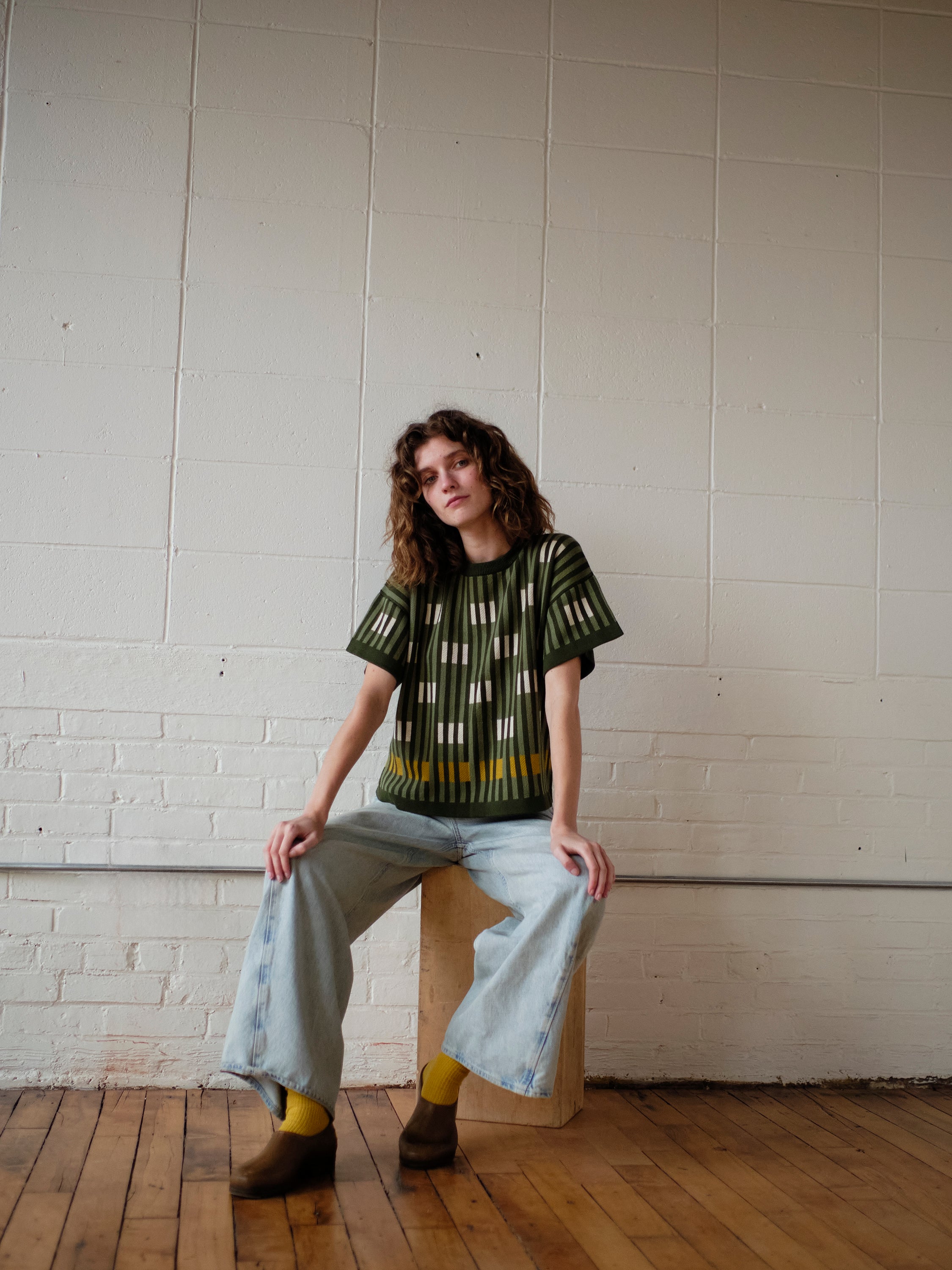 Bauhaus Short Sleeve Sweater Tee - Malachite