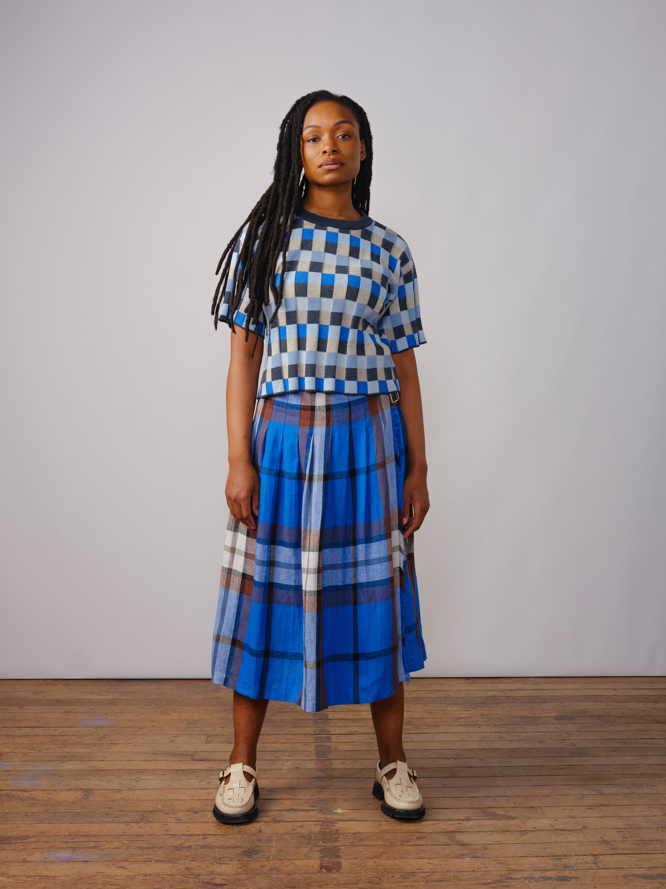 Anni Grid Plaited Tee - Horizon