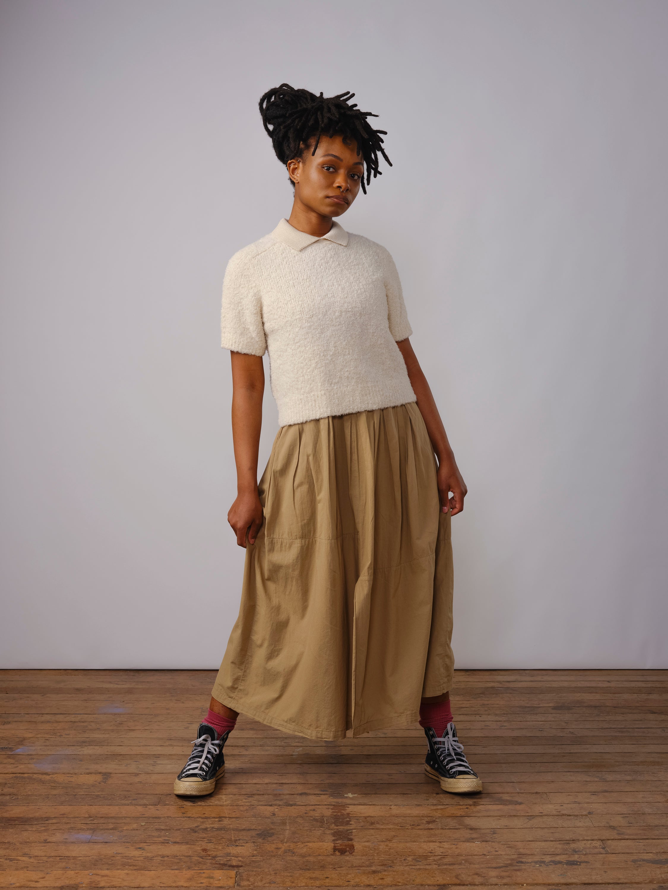 Bouclé Collared Ruben Tee - Calcite