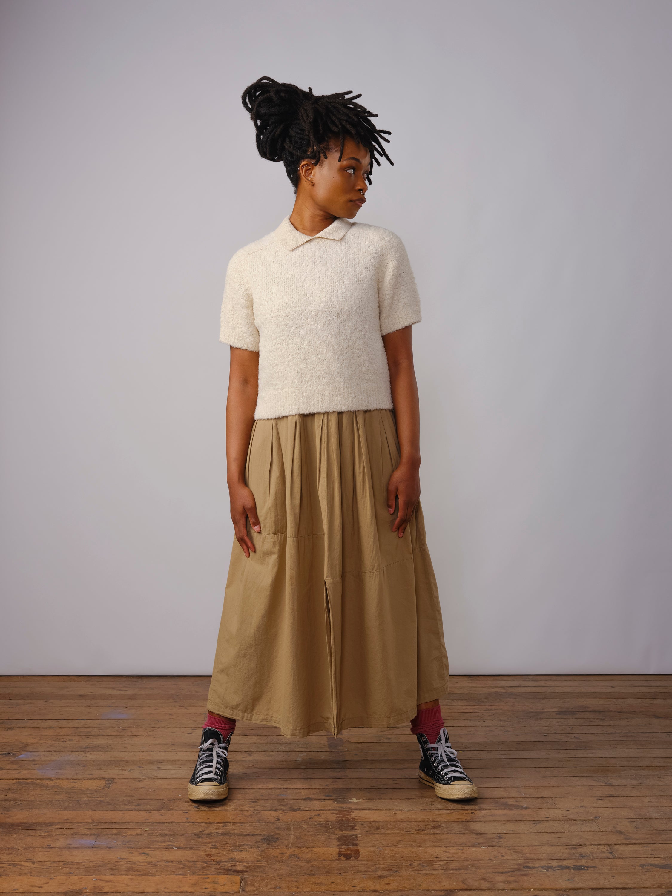 Bouclé Collared Ruben Tee - Calcite