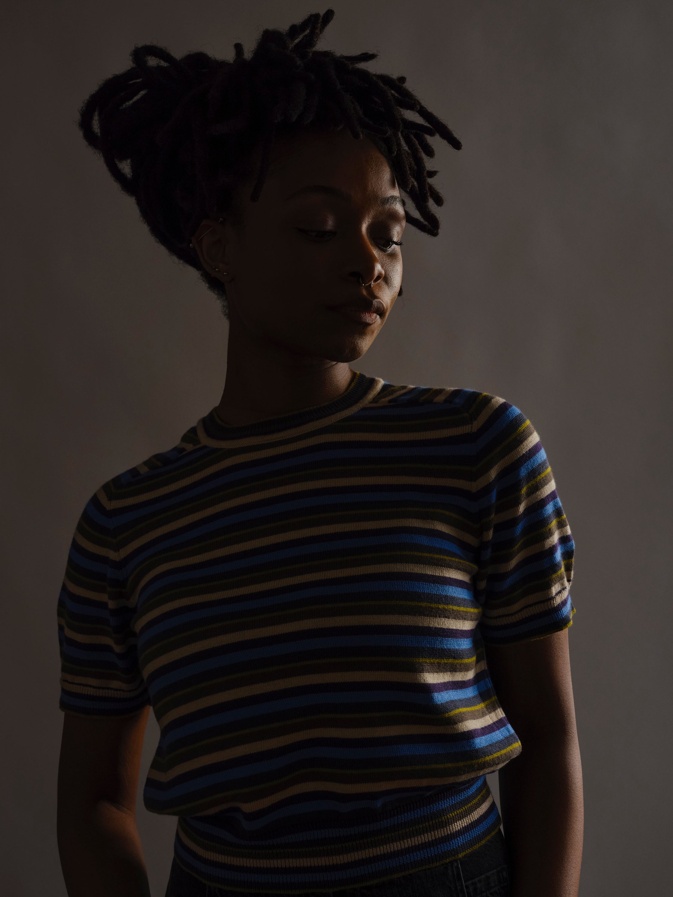 Mini Stripe Ruben Tee - Salvia