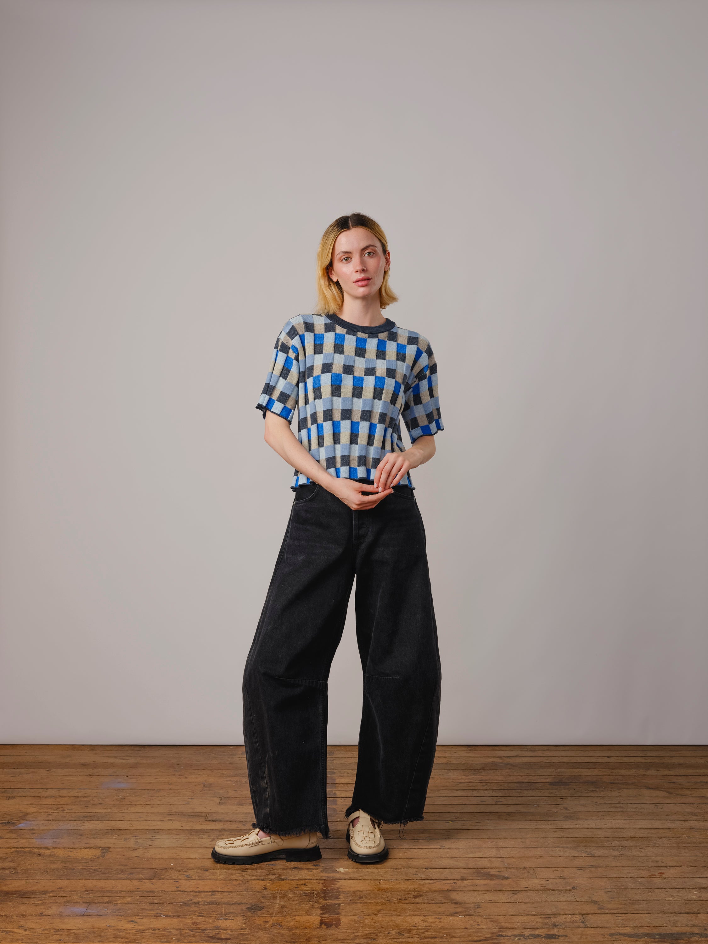 Anni Grid Plaited Tee - Horizon