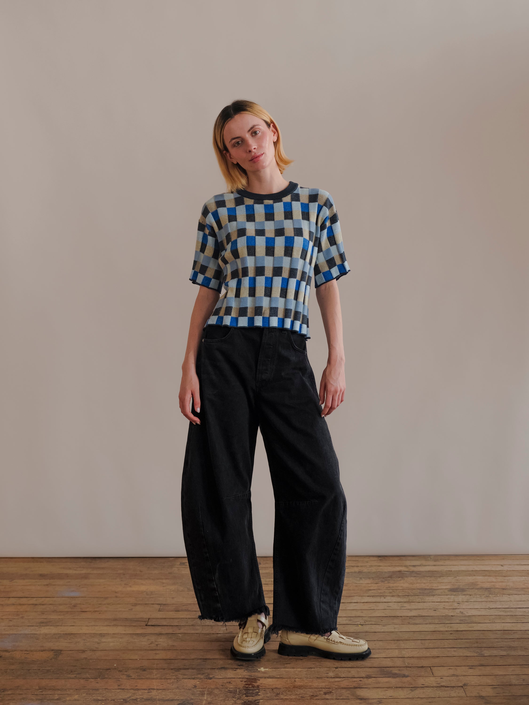 Anni Grid Plaited Tee - Horizon