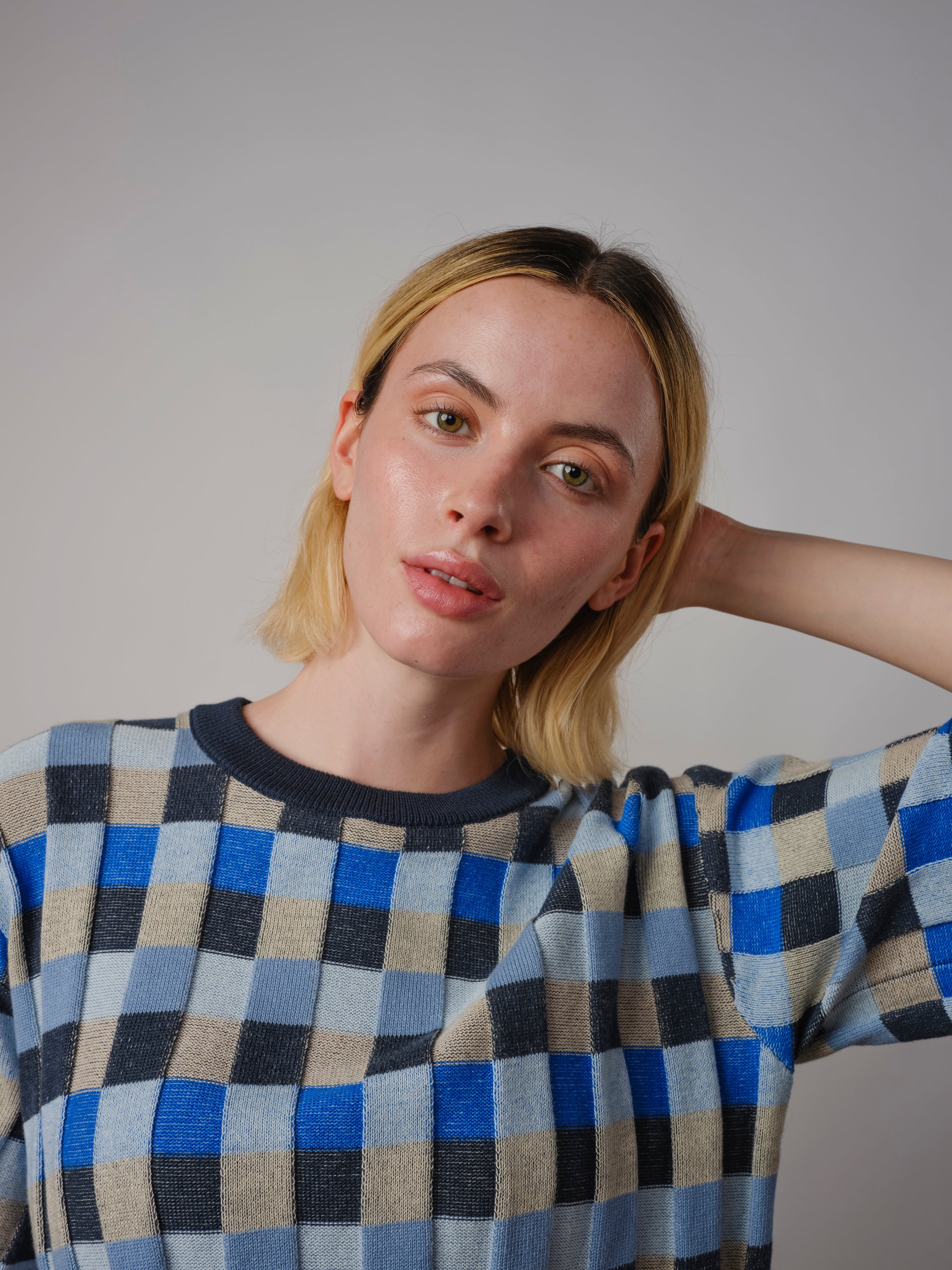 Anni Grid Plaited Tee - Horizon