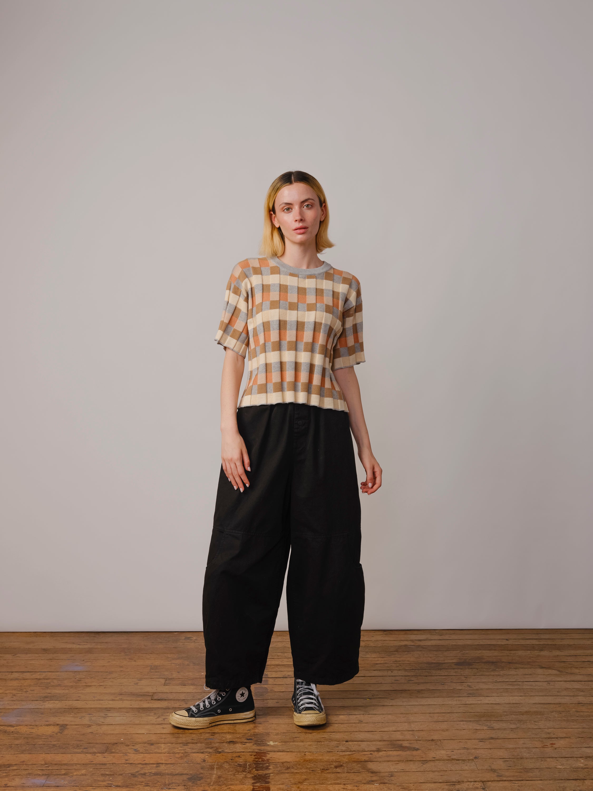 Anni Grid Plaited Tee - Quartz