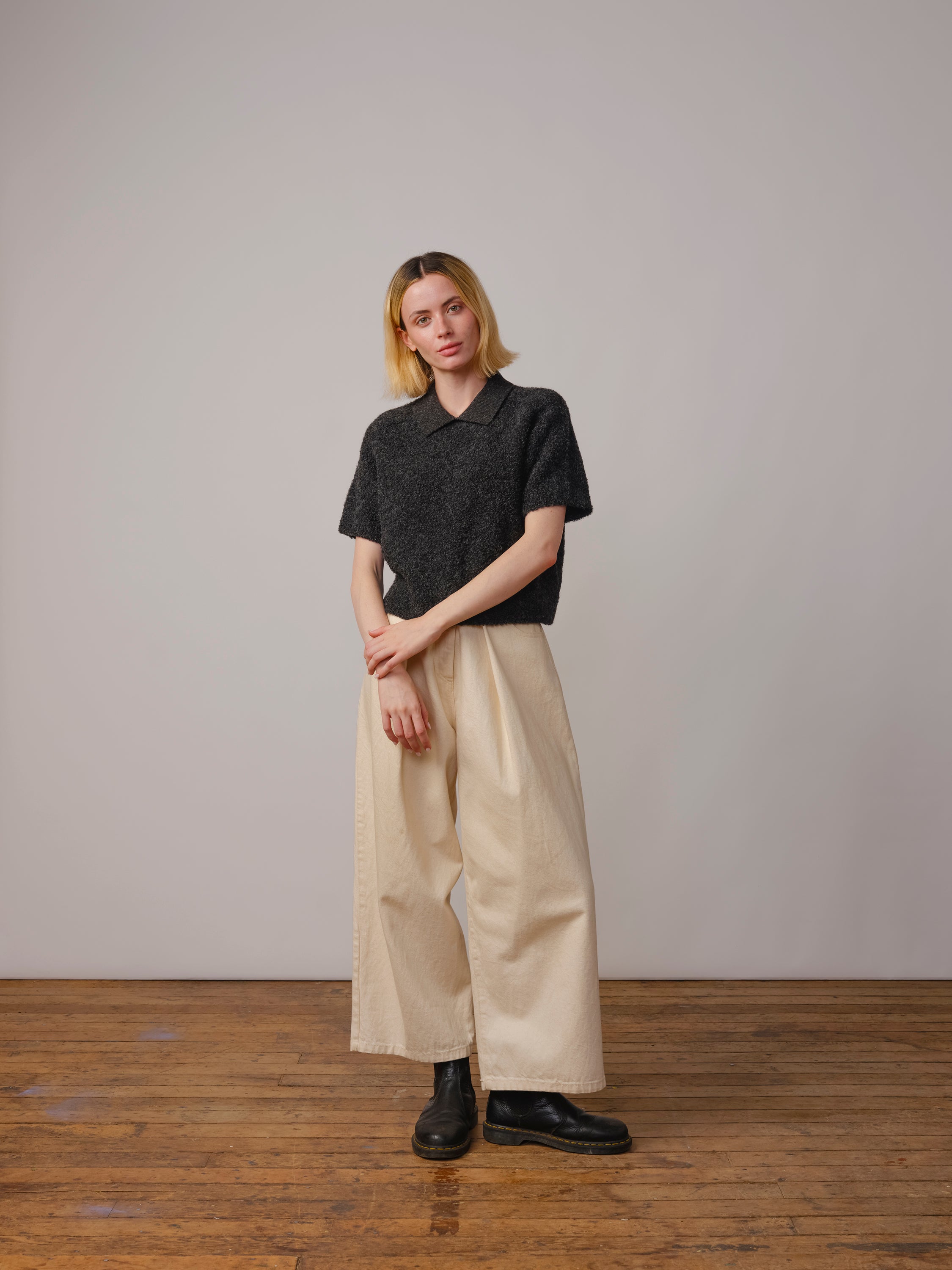 Bouclé Collared Ruben Tee - Anthracite