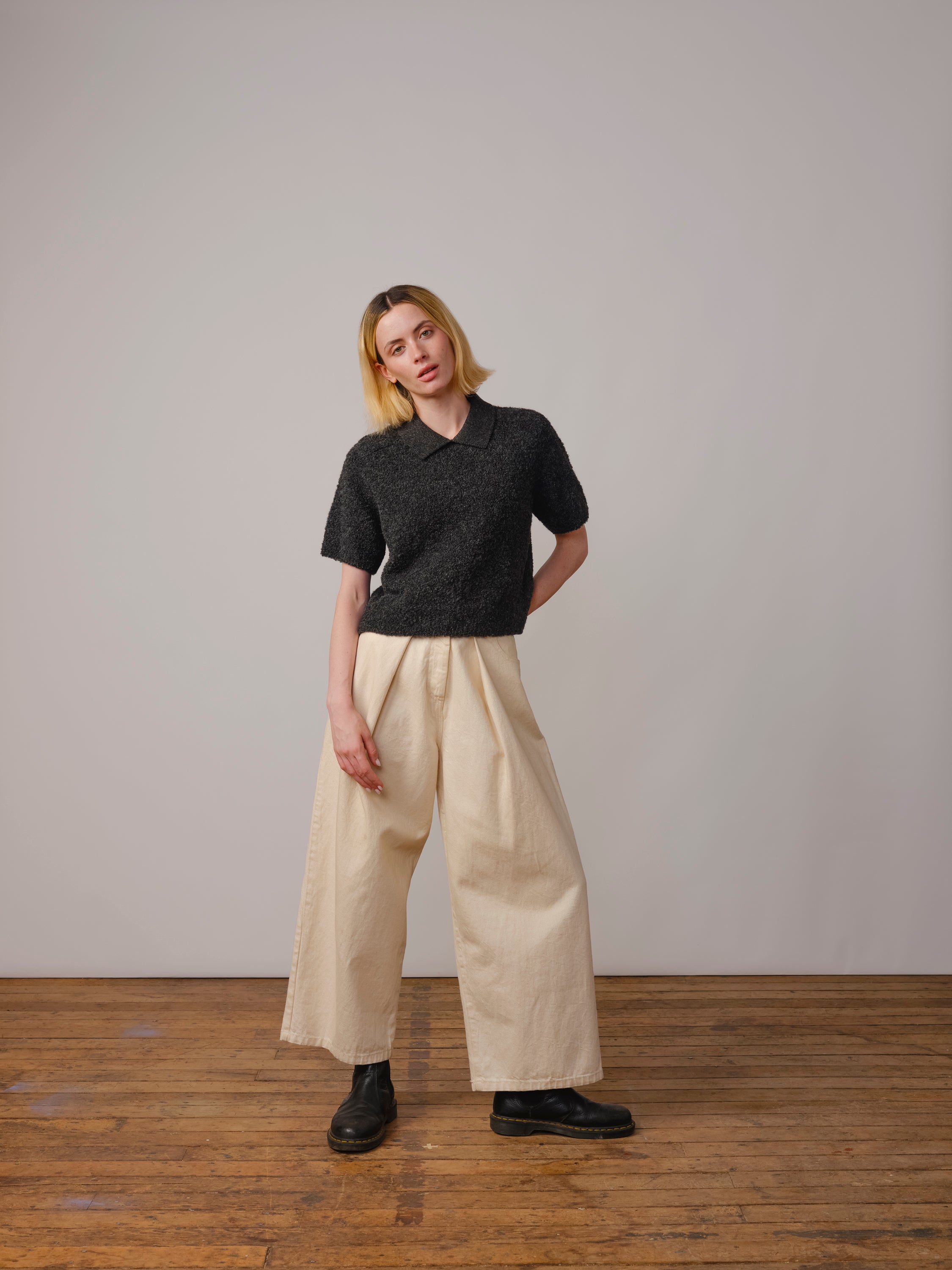Bouclé Collared Ruben Tee - Anthracite