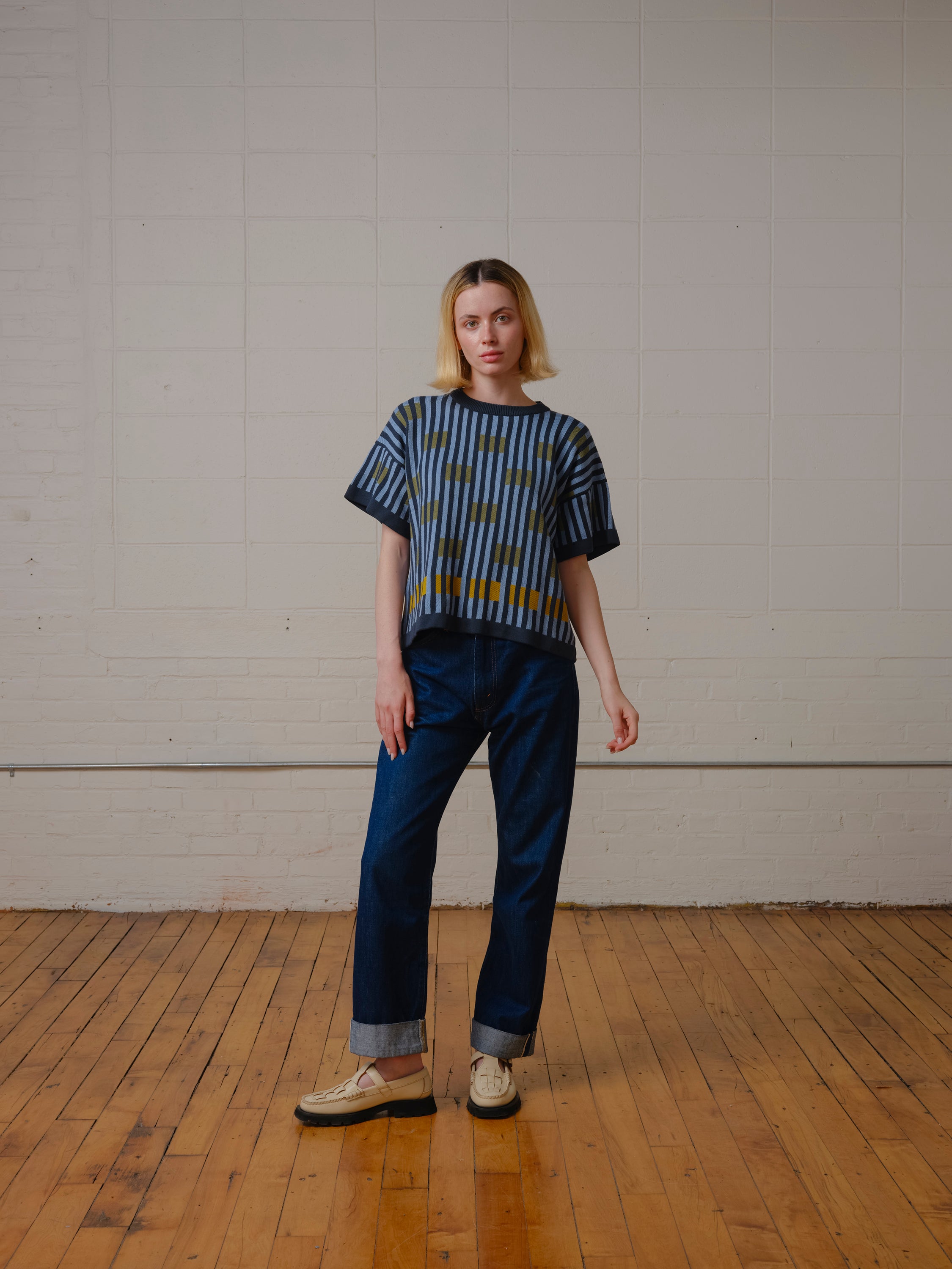 Bauhaus Short Sleeve Sweater Tee - Lazurite