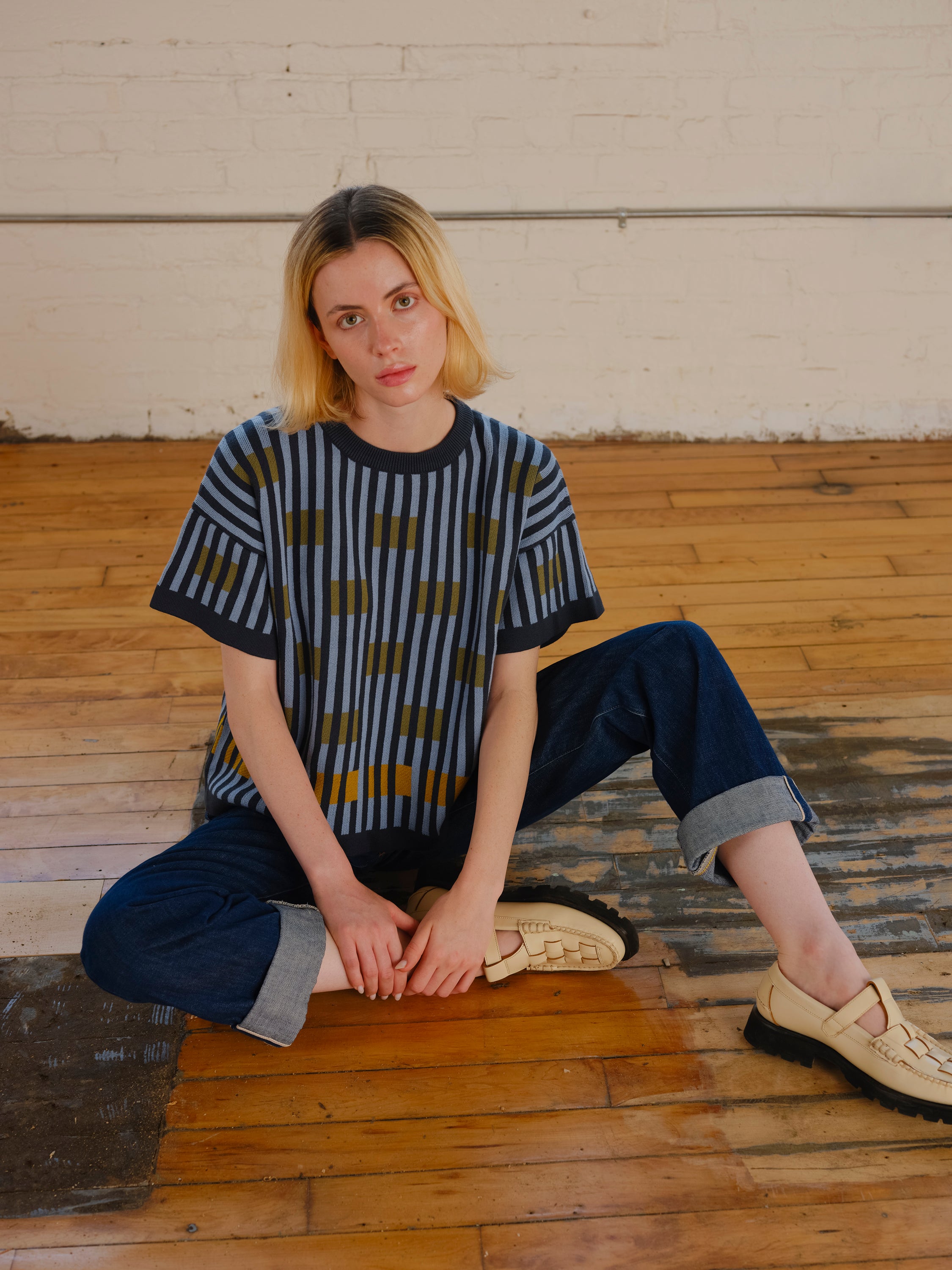 Bauhaus Short Sleeve Sweater Tee - Lazurite