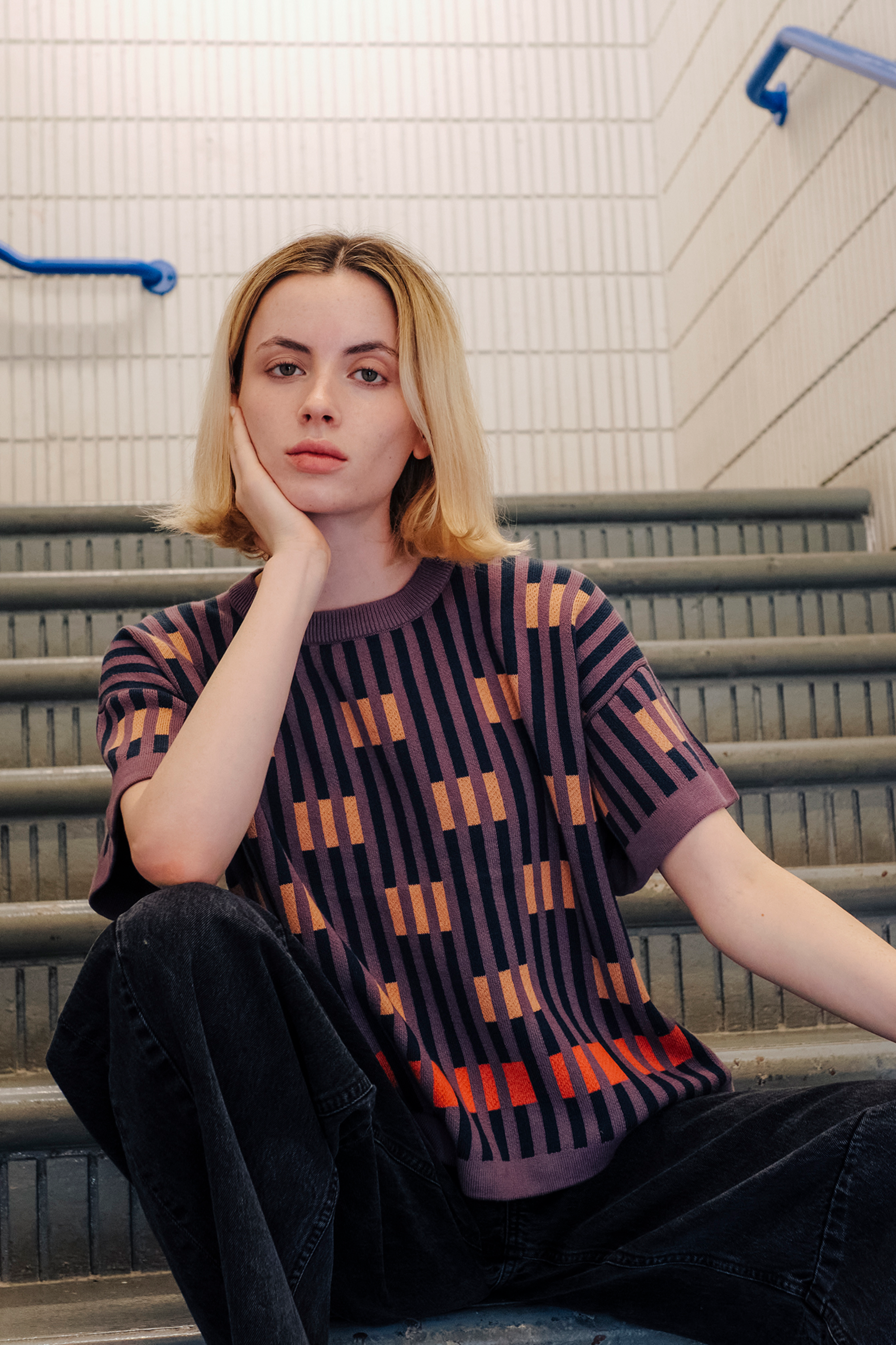 Bauhaus Short Sleeve Sweater Tee - Rhodolite