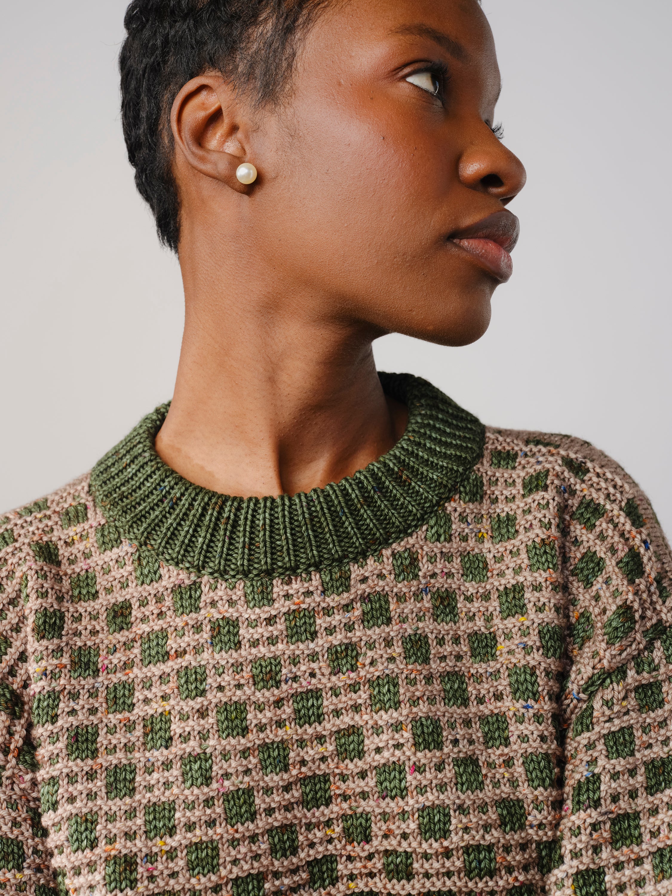 Augusta Grid Stitch Sweater - Pino