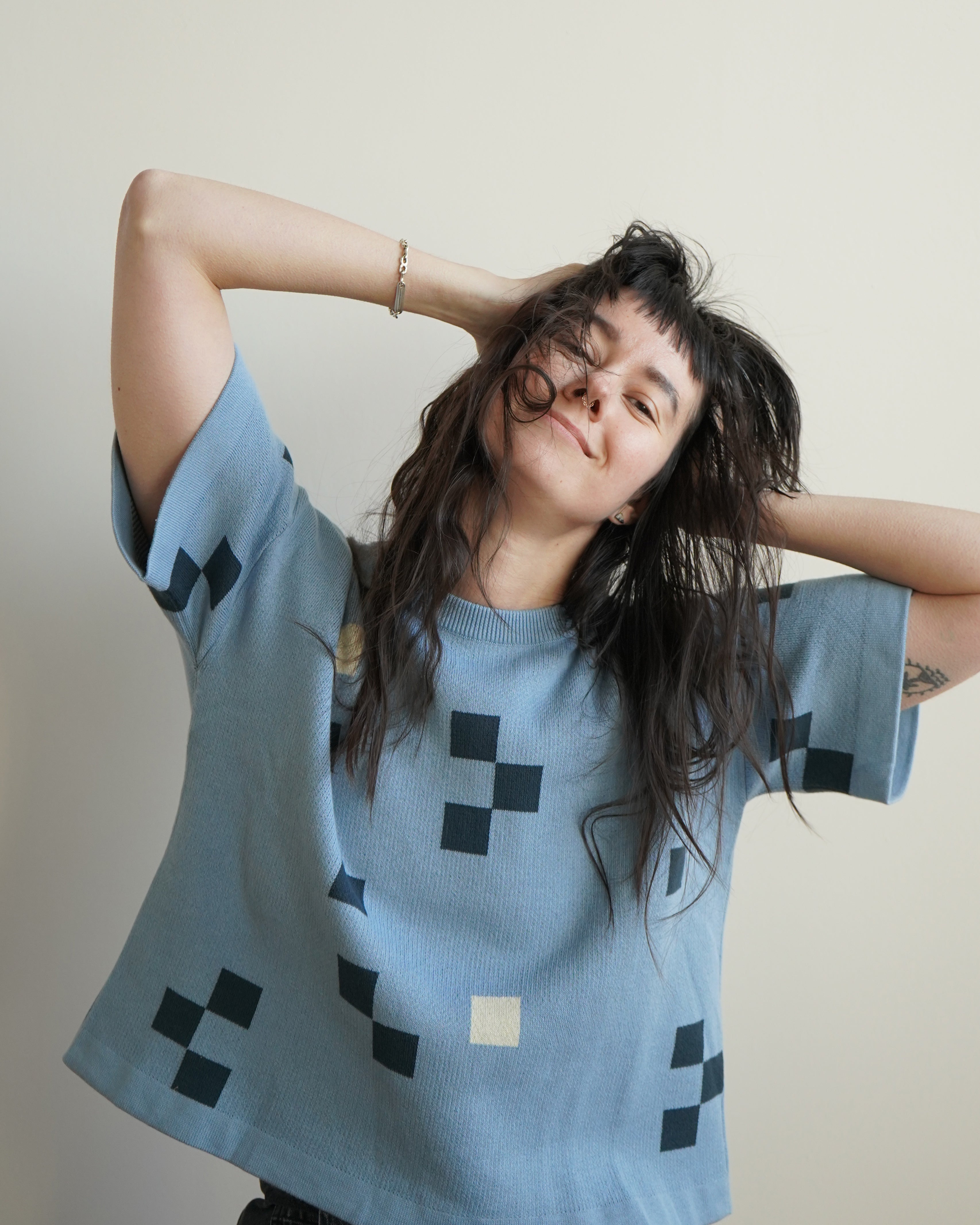 Albers Short Sleeve Sweater Tee - Larimar