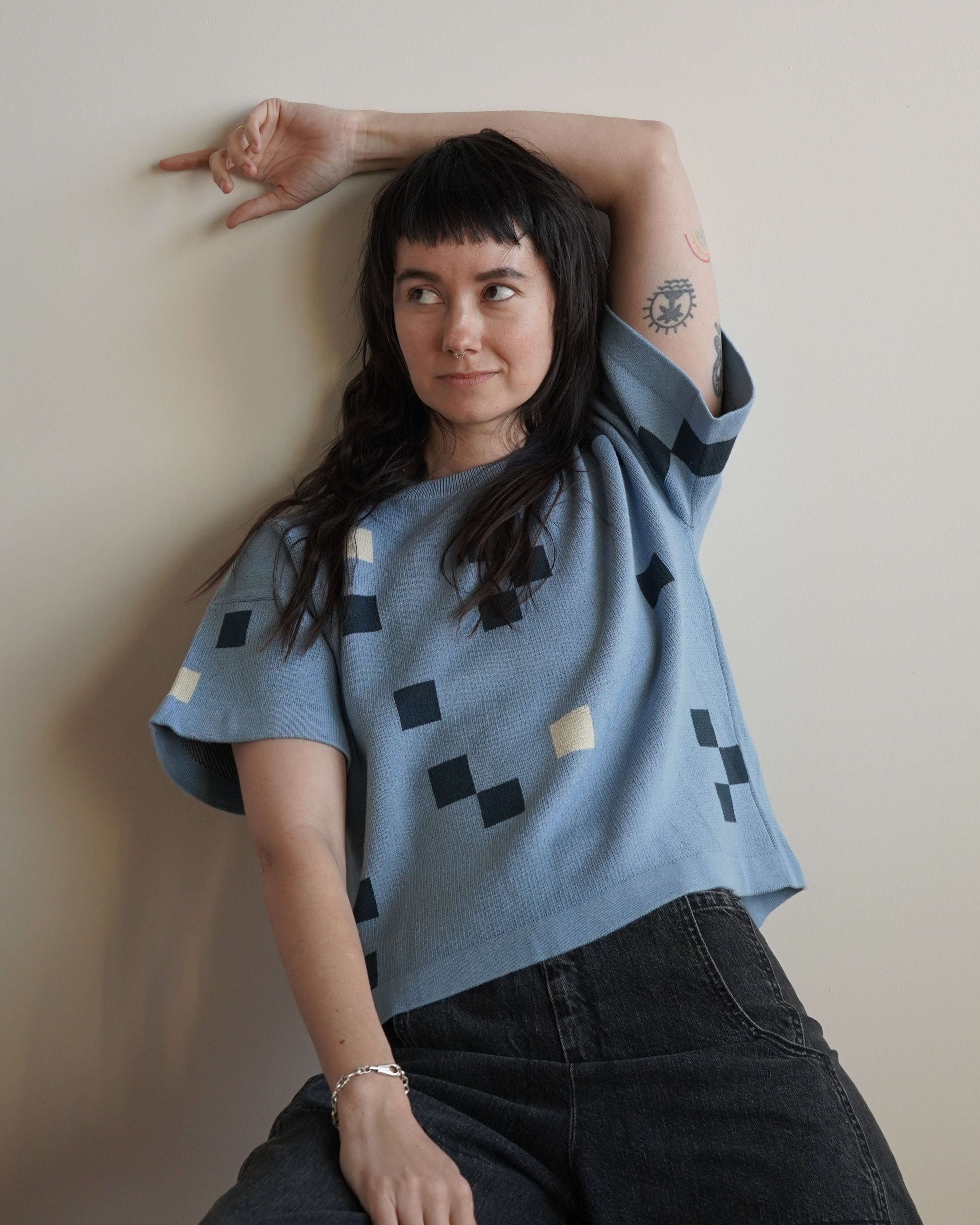 Albers Short Sleeve Sweater Tee - Larimar