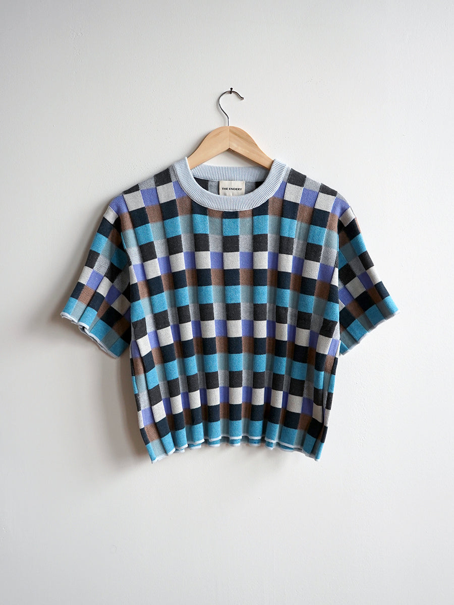 Anni Grid Plaited Tee - Jetstream