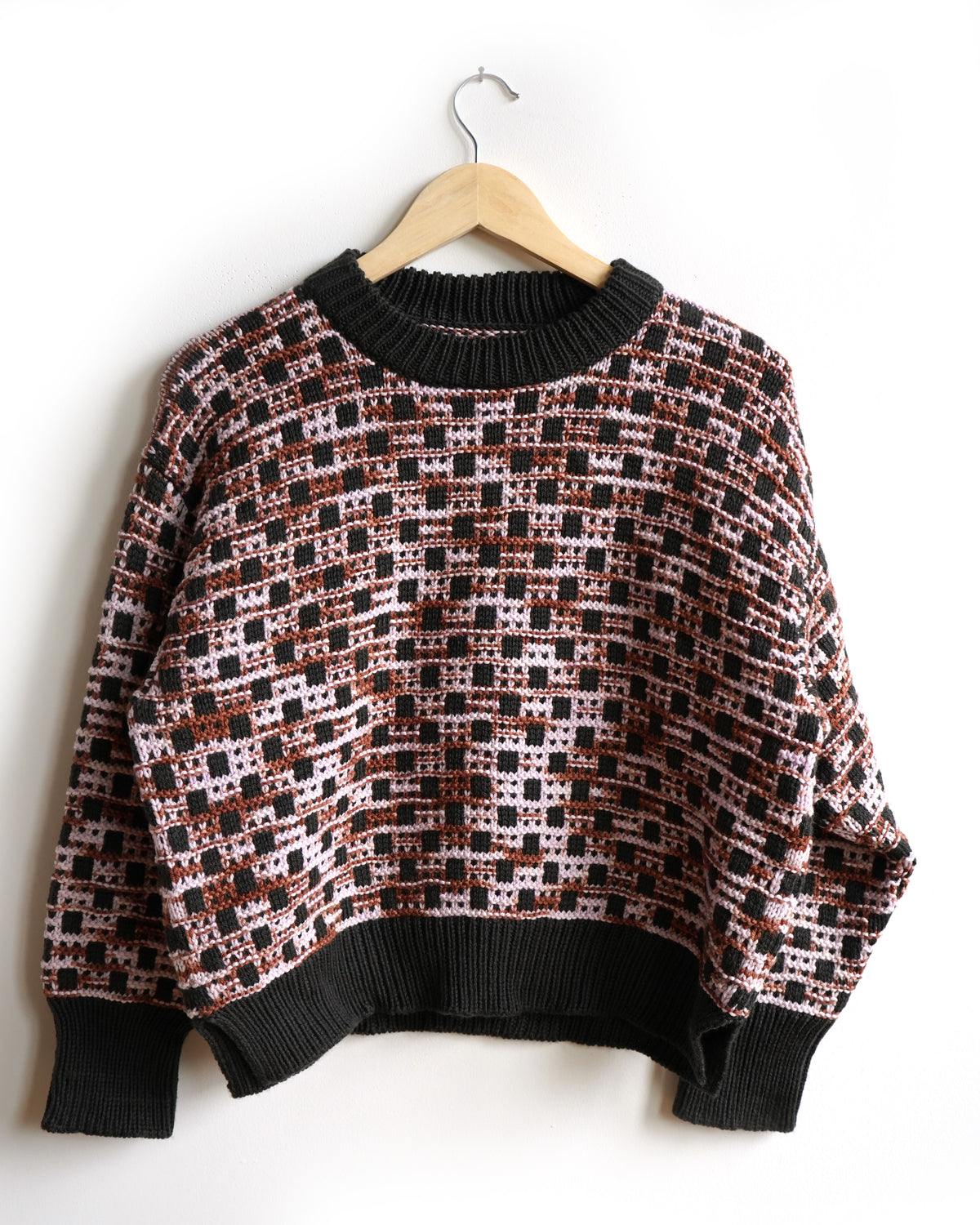 The Endery Augusta Grid Stitch Sweater, Peat — merino wool sweater