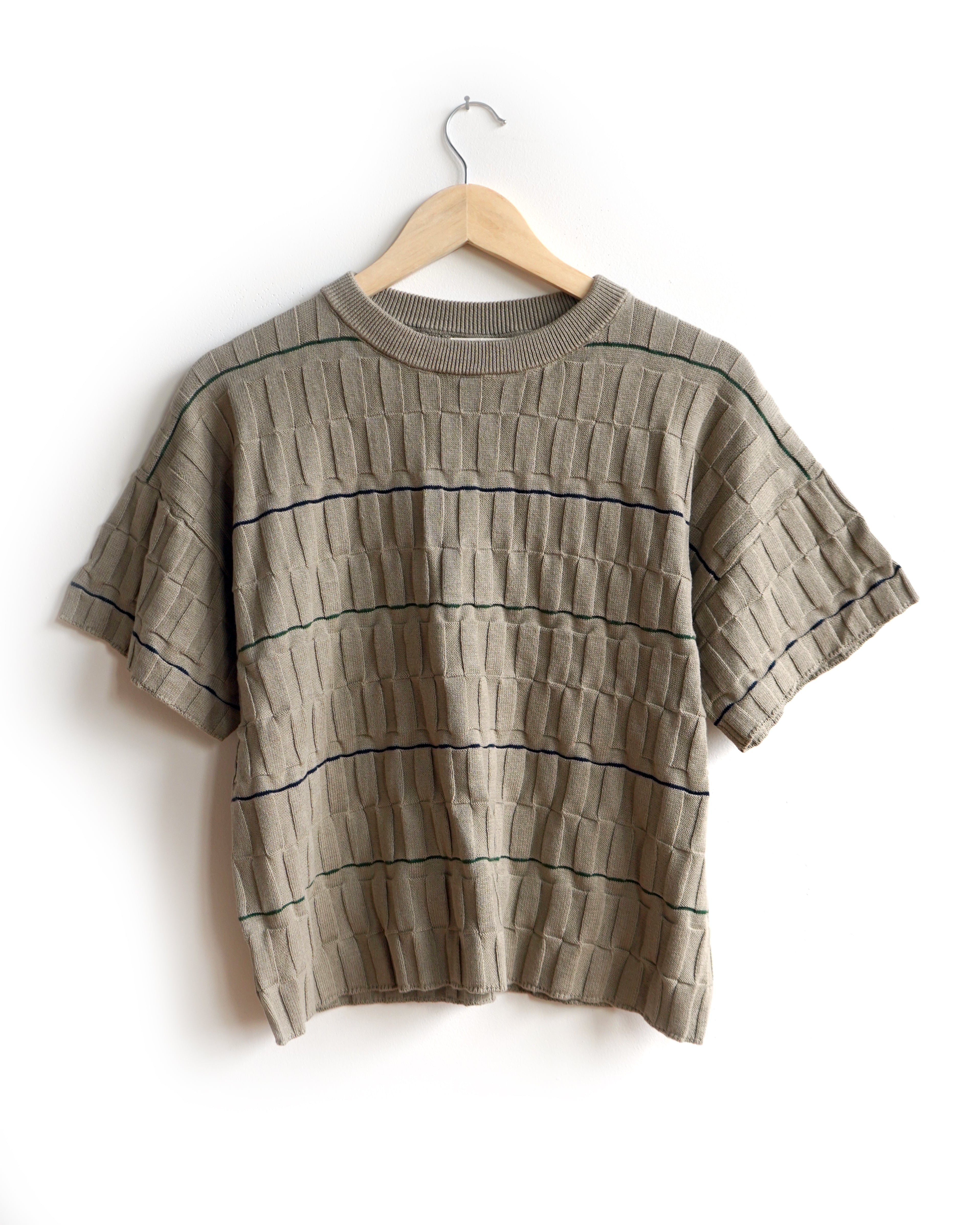 Wiggle Stripe Knit Grid Tee - Twig