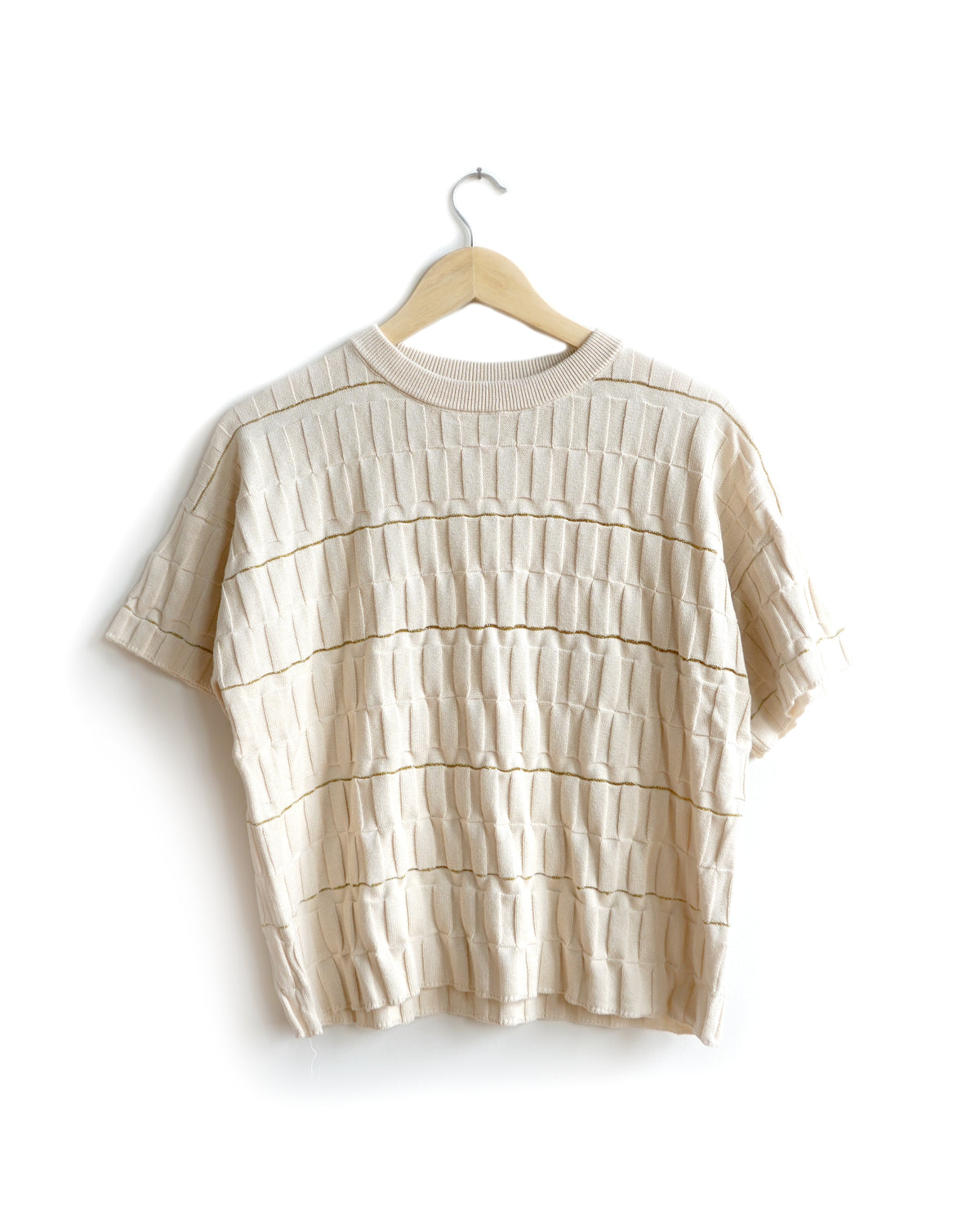 The Endery Wiggle Stripe Knit Grid Tee, Lustre — cotton tee