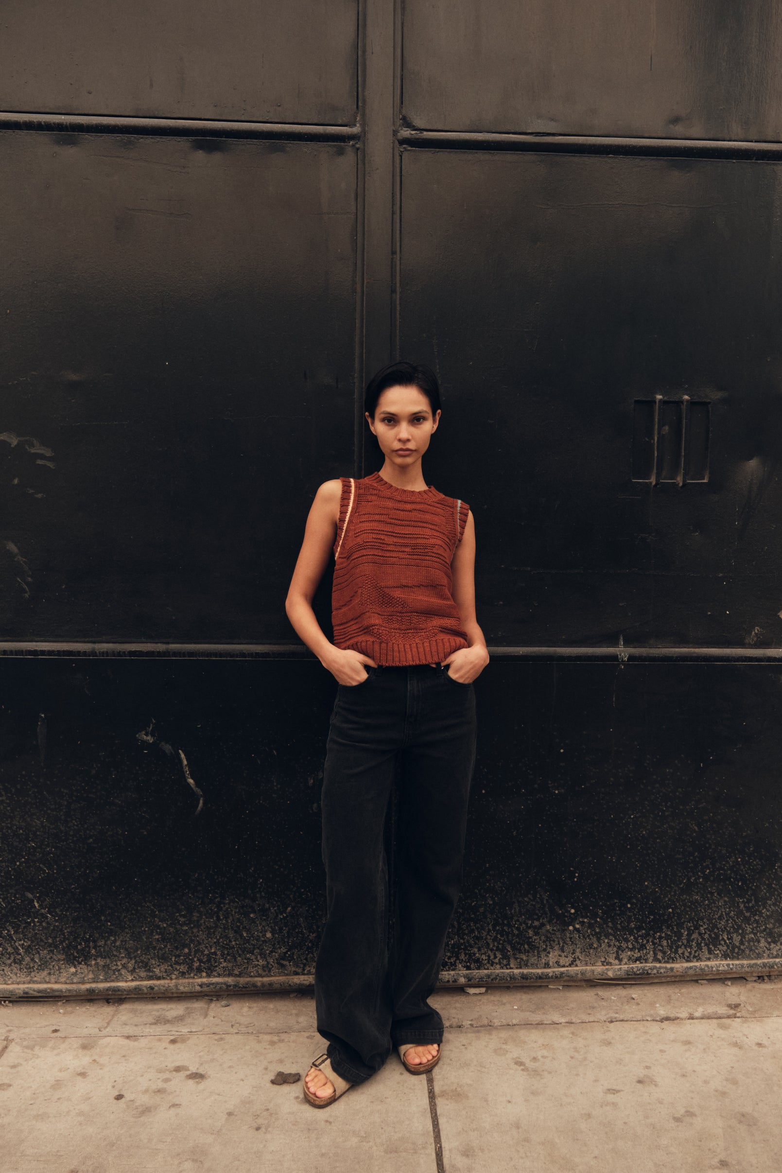 Textured Vest - Rust
