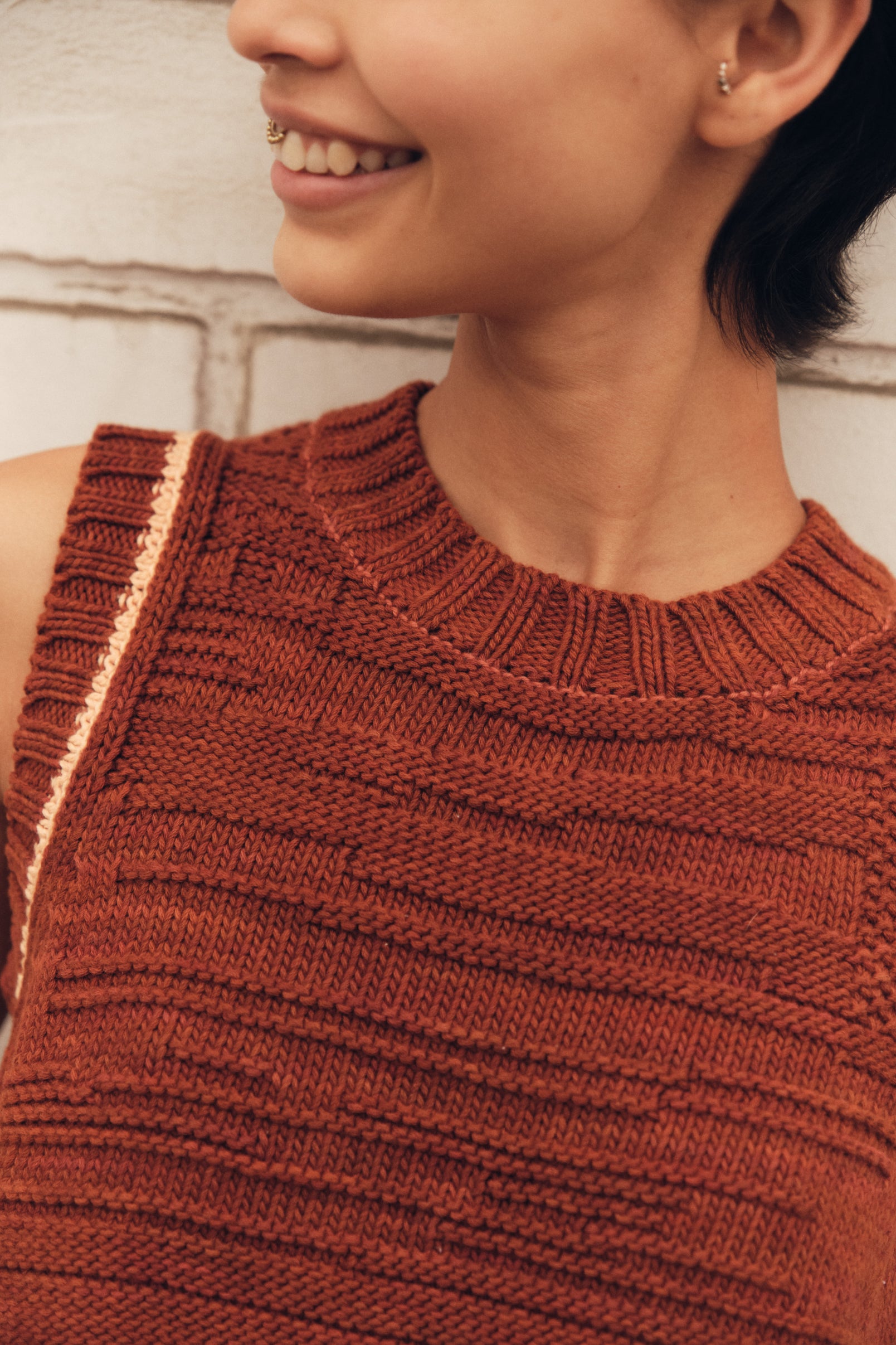 Textured Vest - Rust