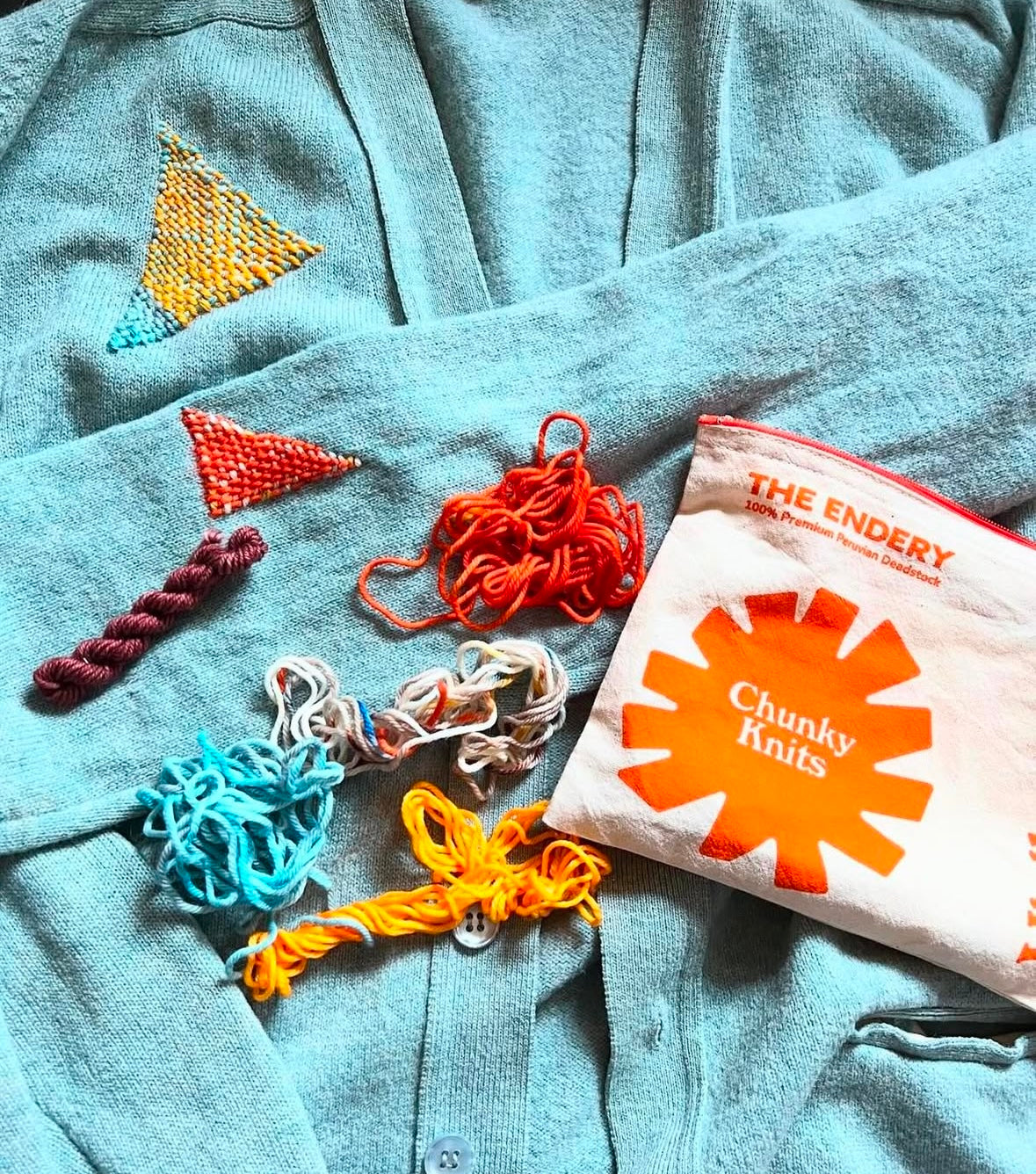 Pocket Chunky Knit Visible Mending Kit - Deadstock Merino Wool