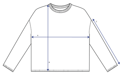 Noemi Sweater measurement diagram — chest width, body length and sleeve