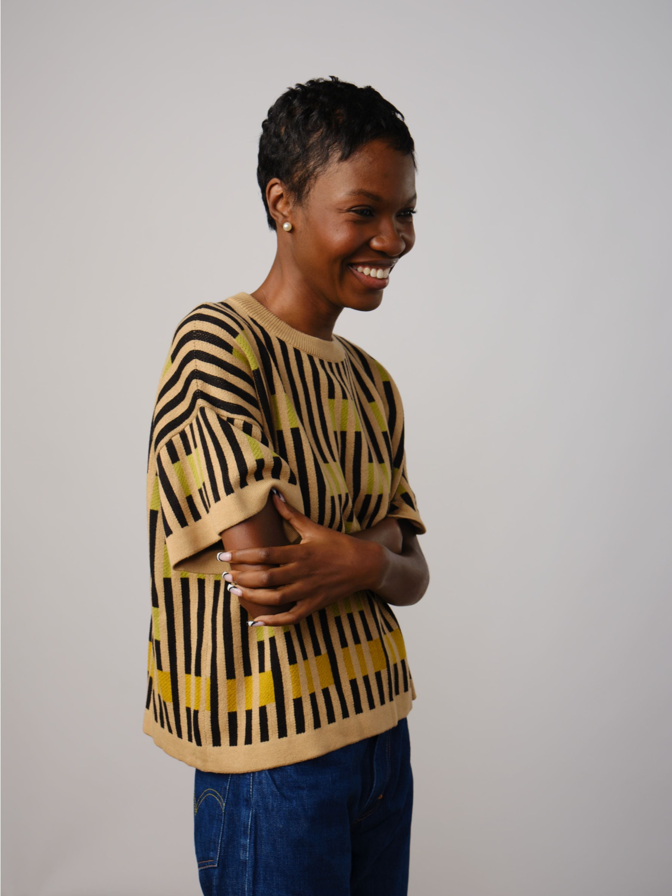 Bauhaus Short Sleeve Sweater Tee - Peridot