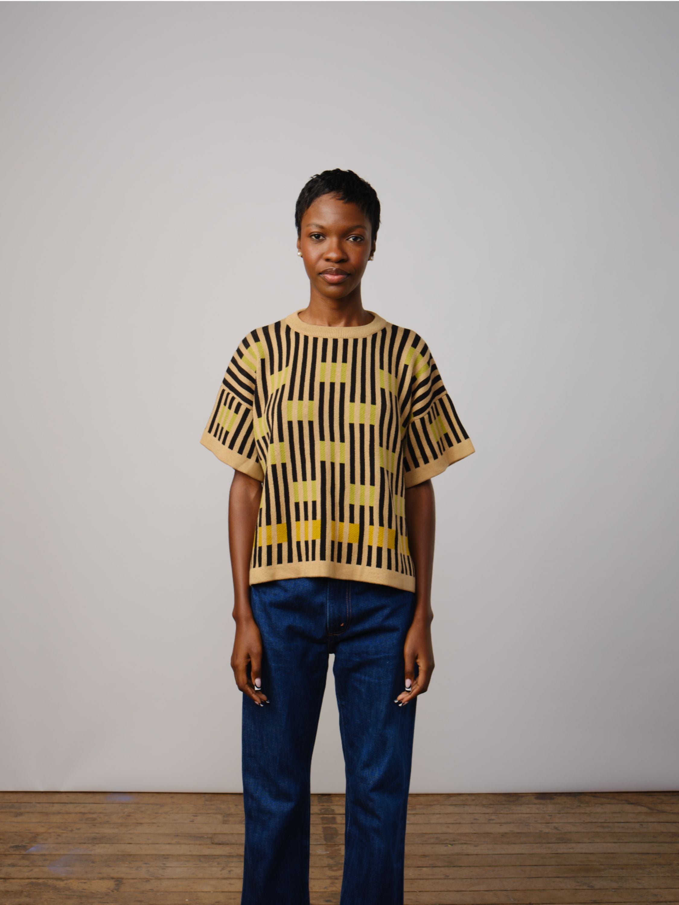 Bauhaus Short Sleeve Sweater Tee - Peridot