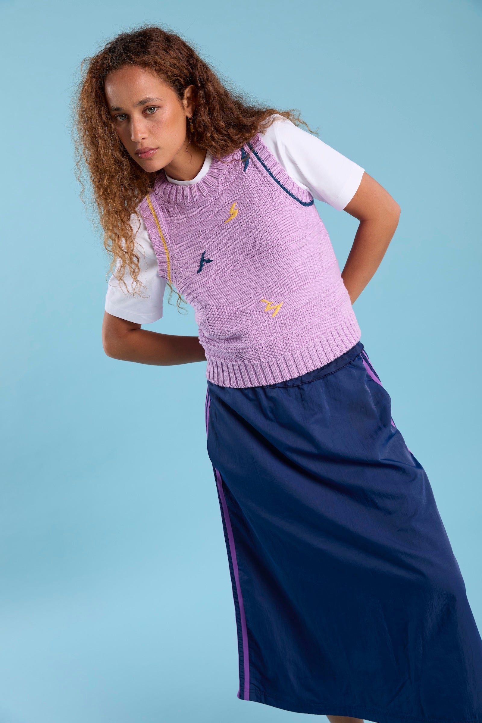 Visibly Mended - Textured Vest in Rescued Pima Cotton - Lavender