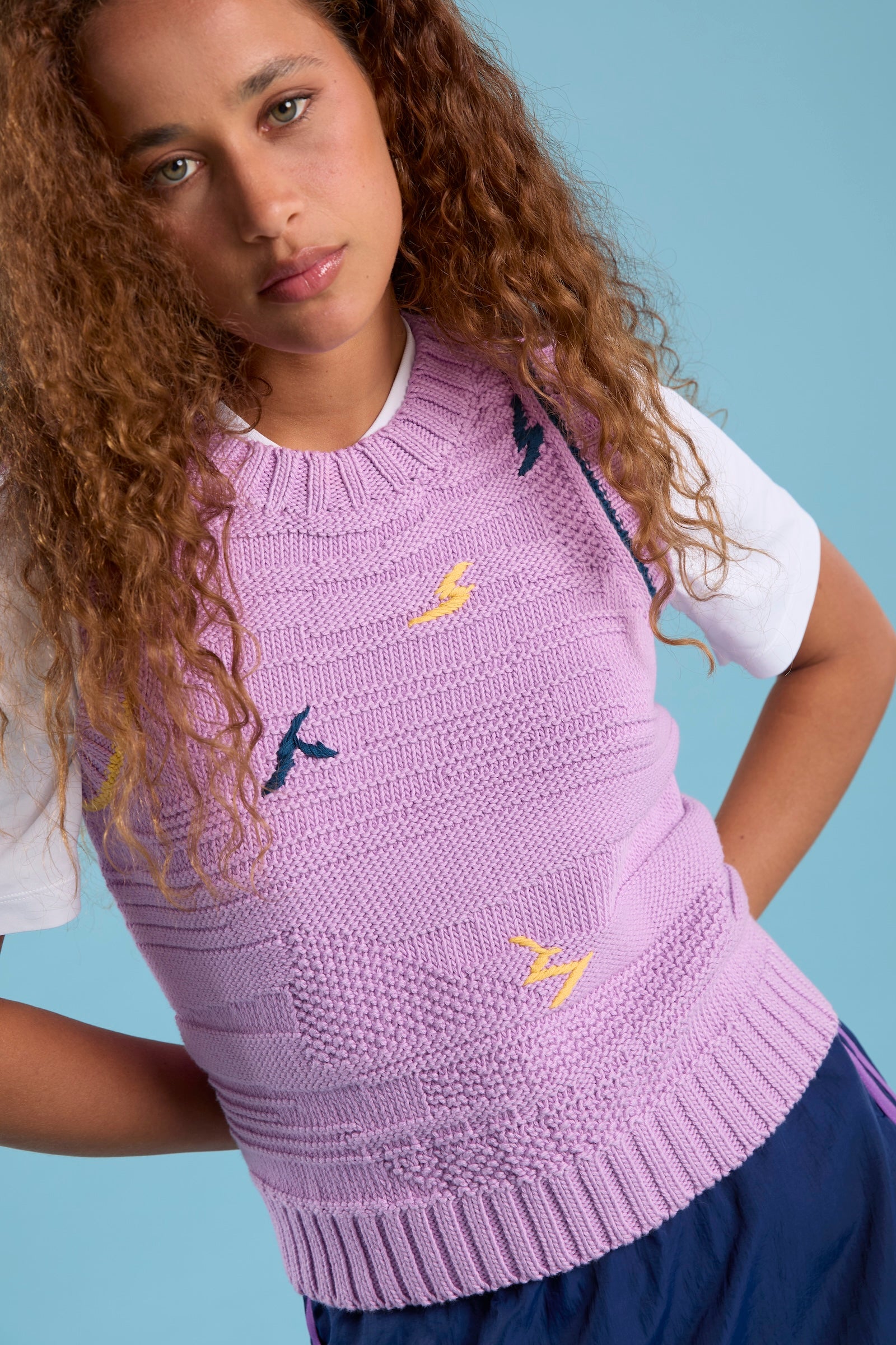 Visibly Mended - Textured Vest in Rescued Pima Cotton - Lavender